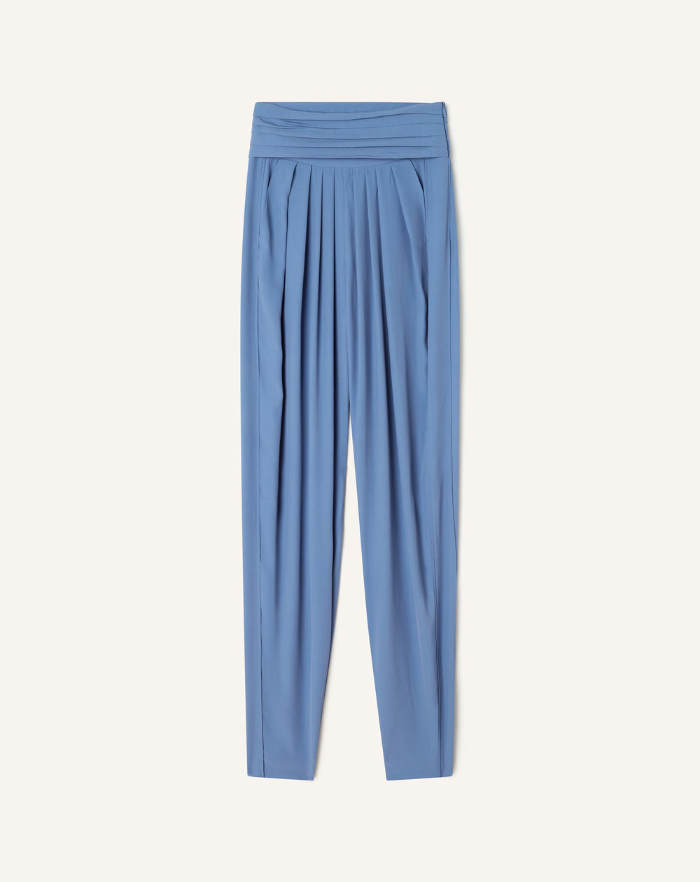 Pantalon Drapé En Crêpe De Chine Blue | Lanvin Women