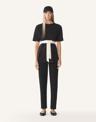 T-shirt Ceinturé En Coton Et Soie Black | Lanvin Women