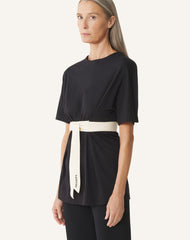 T-shirt Ceinturé En Coton Et Soie Black | Lanvin Women
