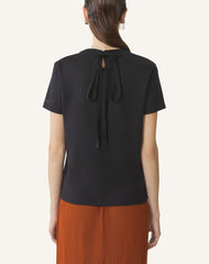 Black Cotton T-shirt With Ribbon Detail | Lanvin Women