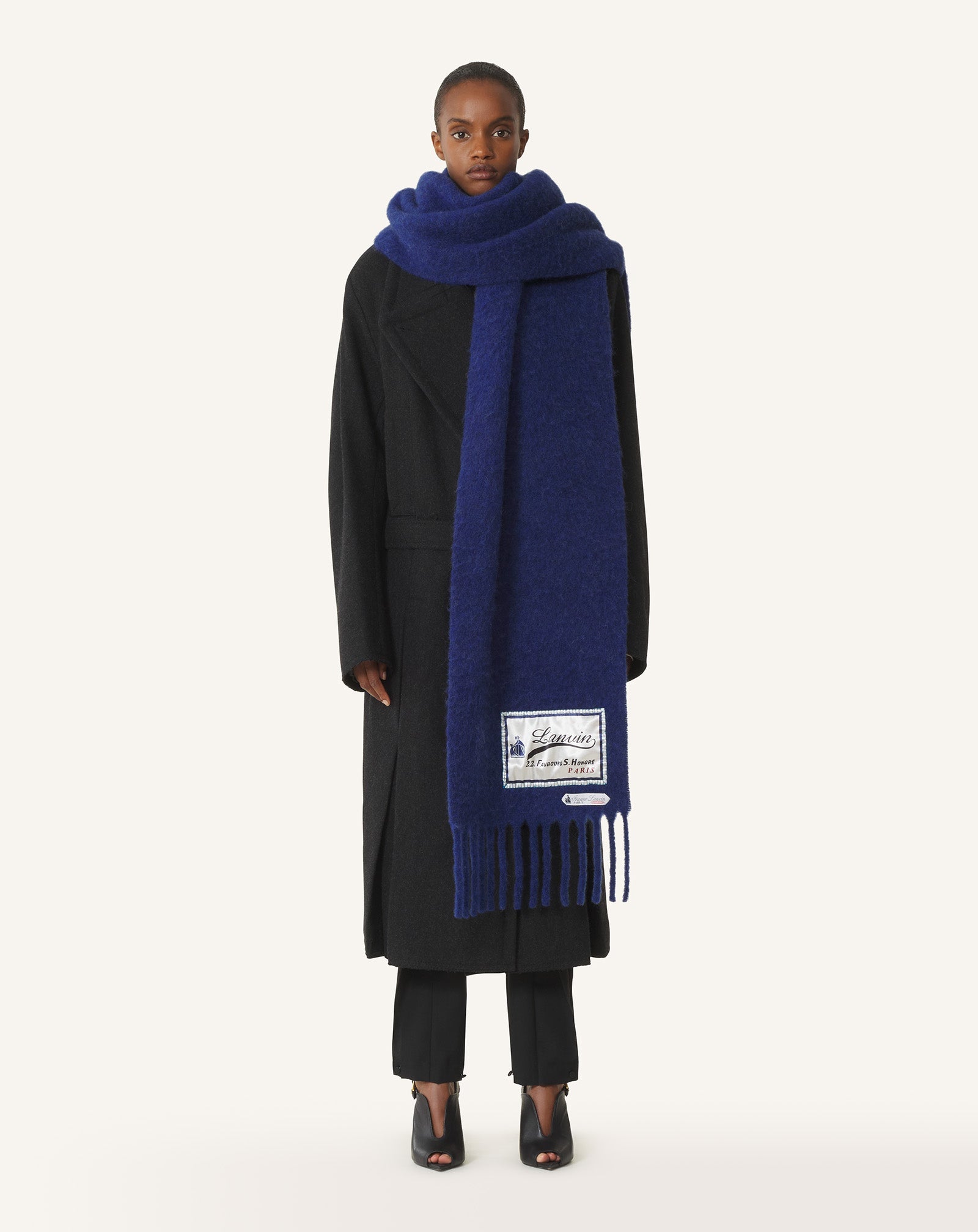 Écharpe À Franges Étiquette 22 Faubourg En Laine Blue | Lanvin Men