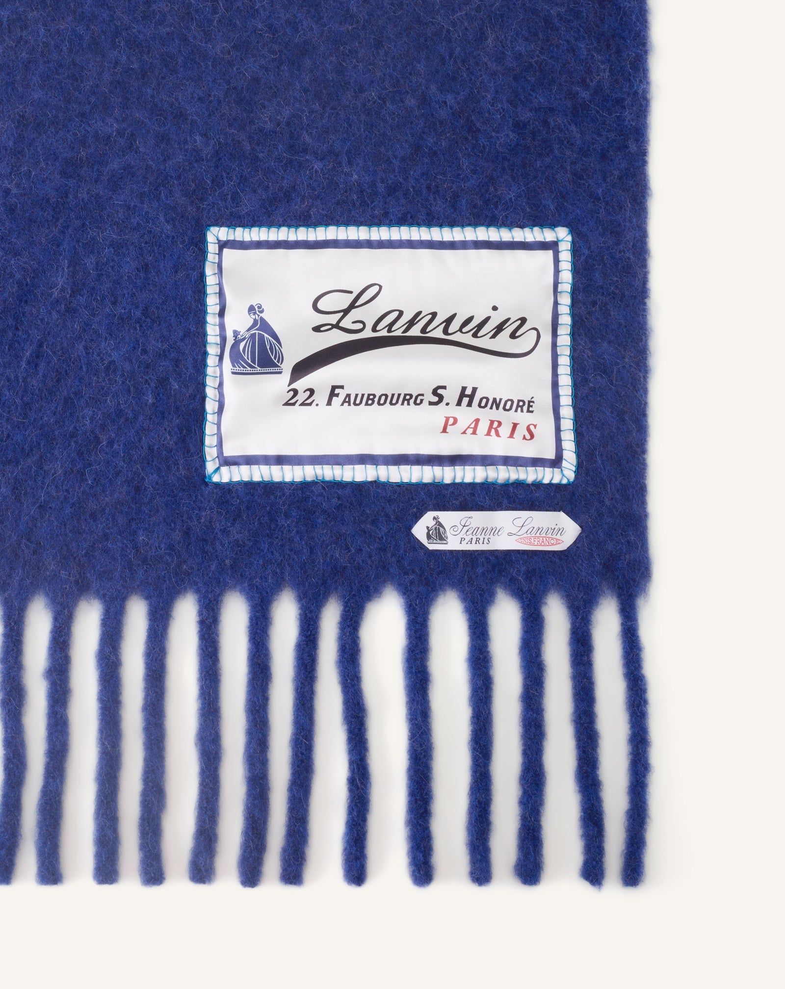 Écharpe À Franges Étiquette 22 Faubourg En Laine Blue | Lanvin Men
