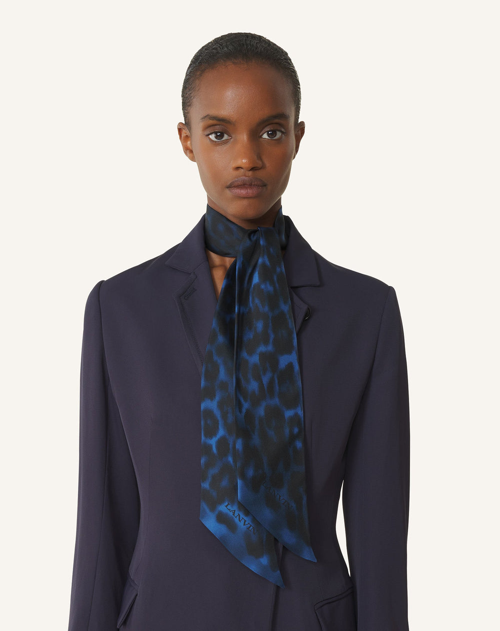 Blue Leopard Print Silk Twilly | Lanvin Women