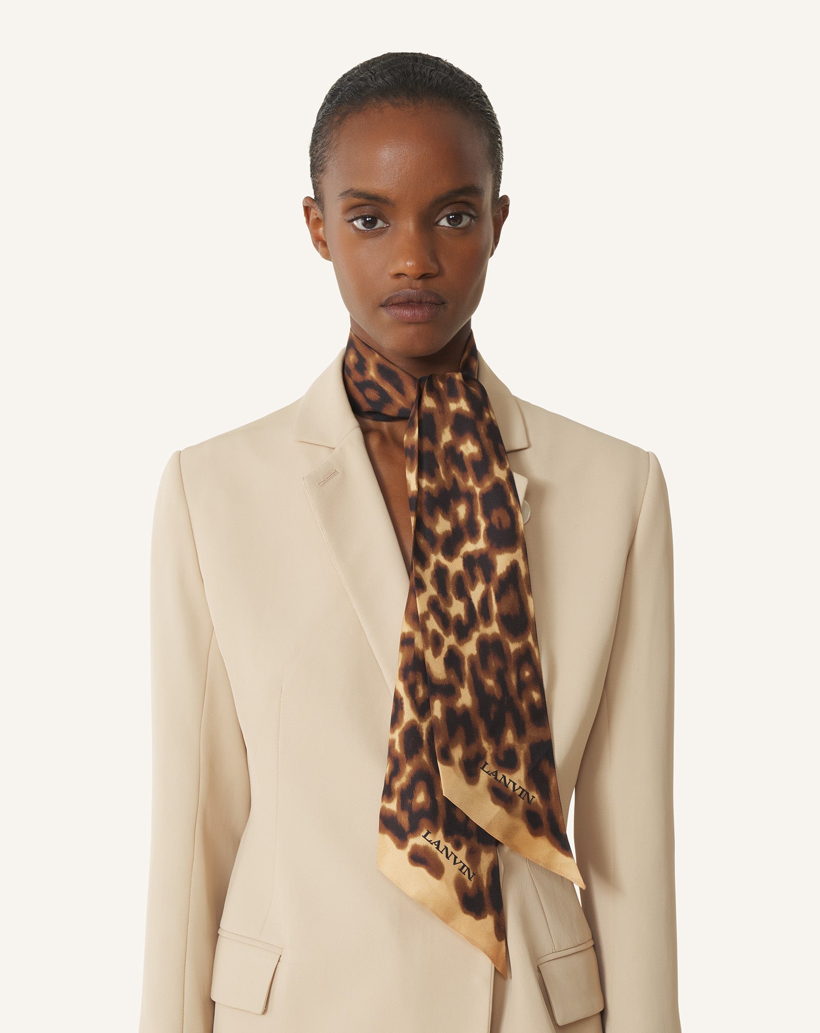 Multicolor Leopard Print Silk Twilly | Lanvin Women