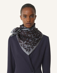 Grey Leopard Print Silk Scarf | Lanvin Women