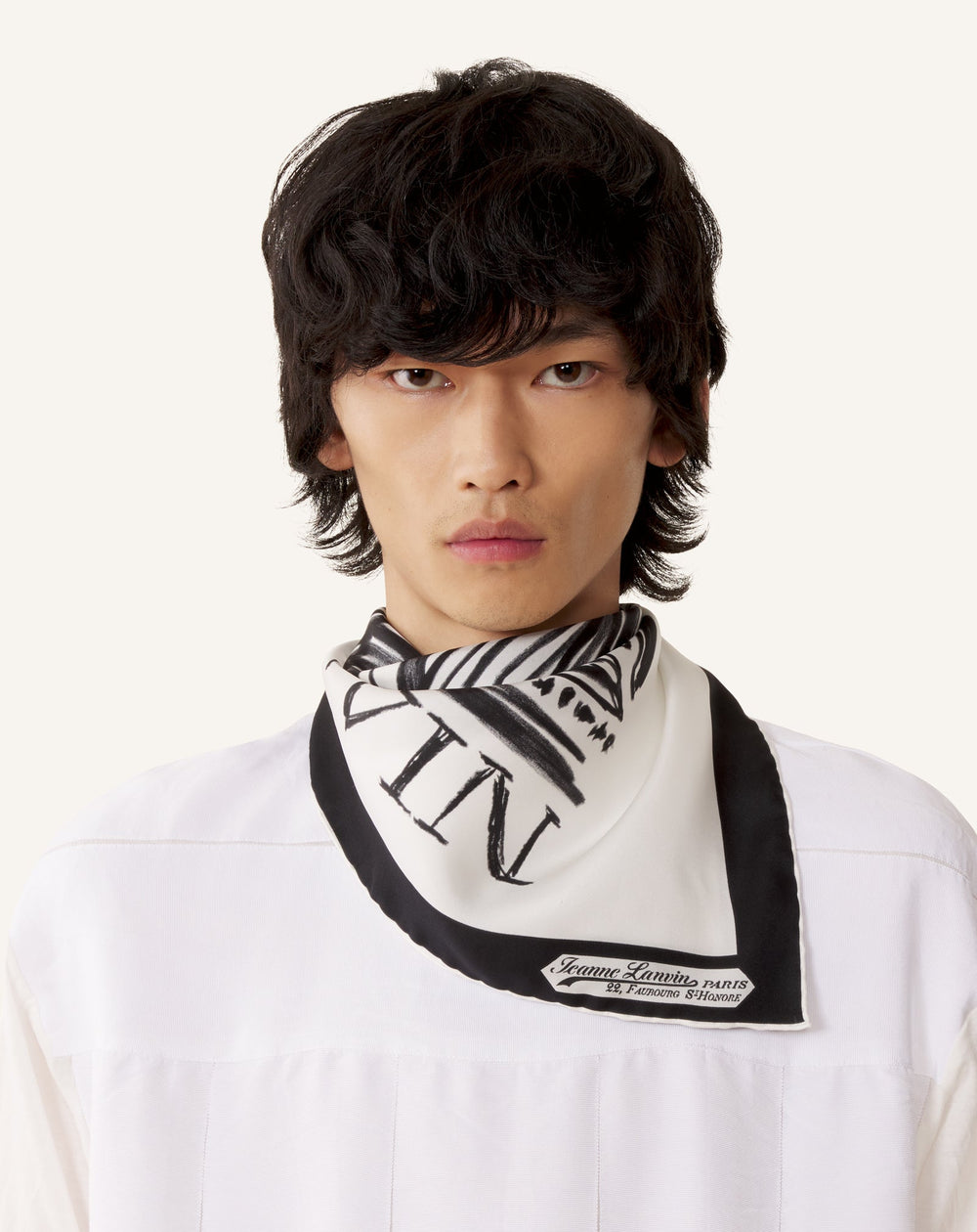 White Mother & Child Printed Silk Scarf | Lanvin Women