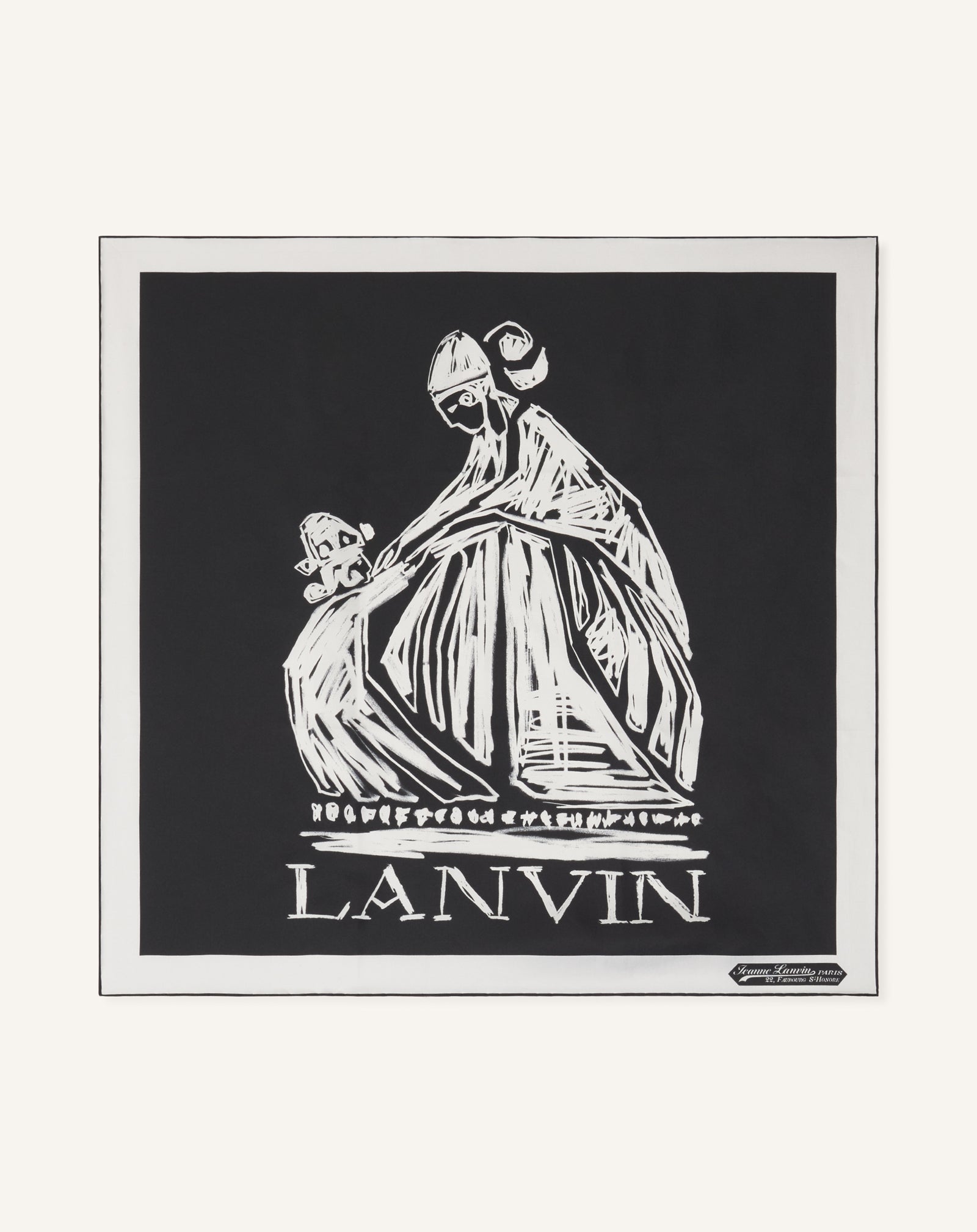 Grey Mother & Child Printed Silk Scarf | Lanvin Women