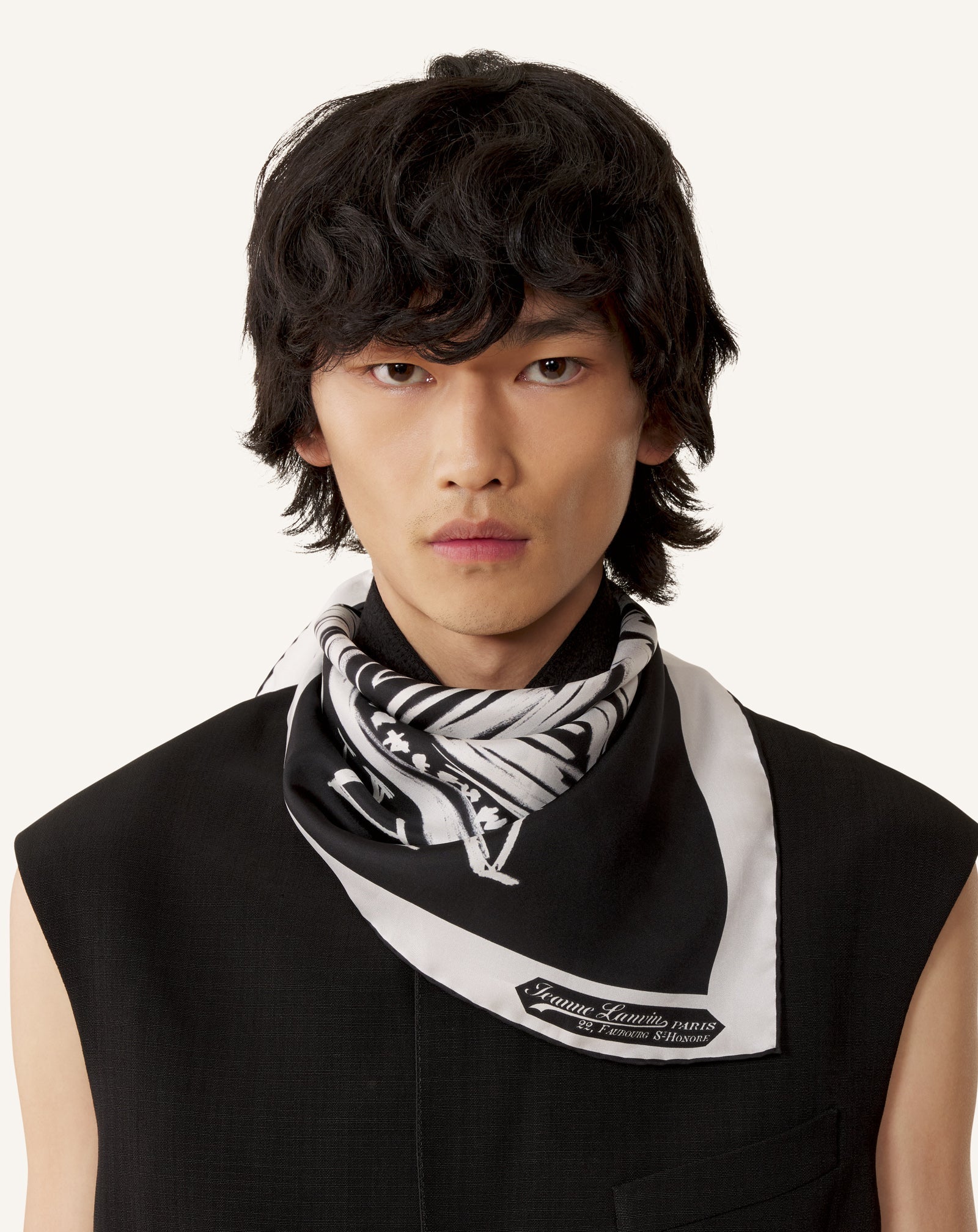 Grey Mother & Child Printed Silk Scarf | Lanvin Women