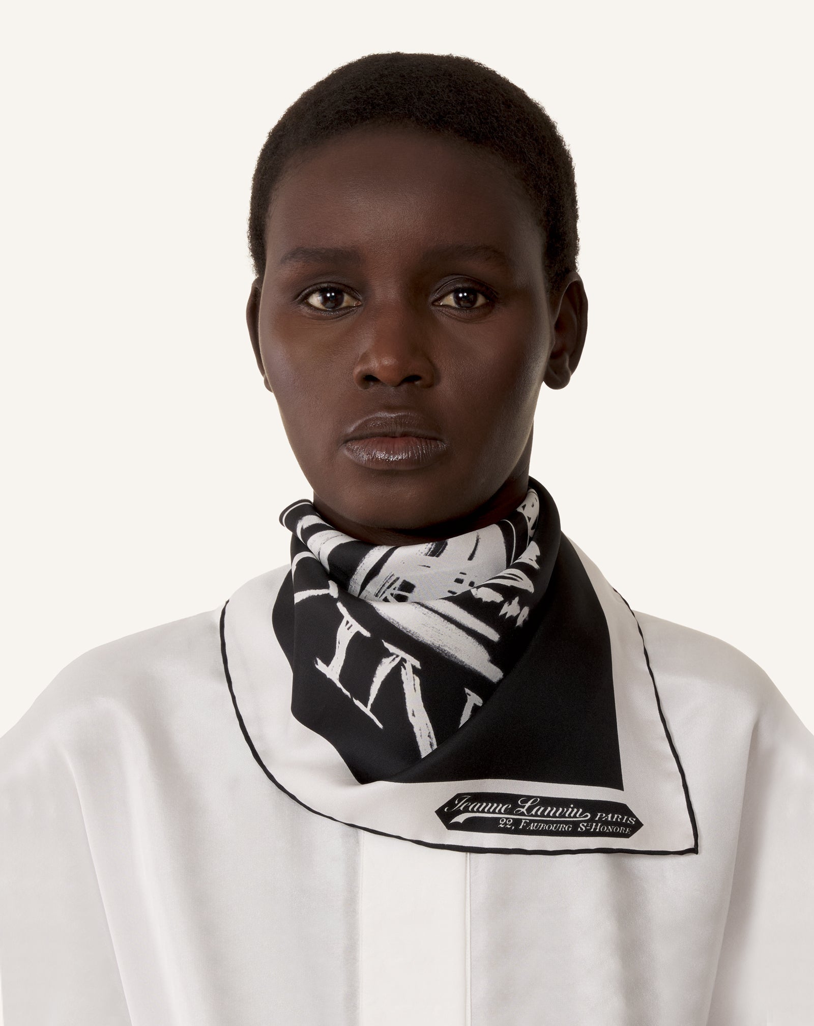 Grey Mother & Child Printed Silk Scarf | Lanvin Women