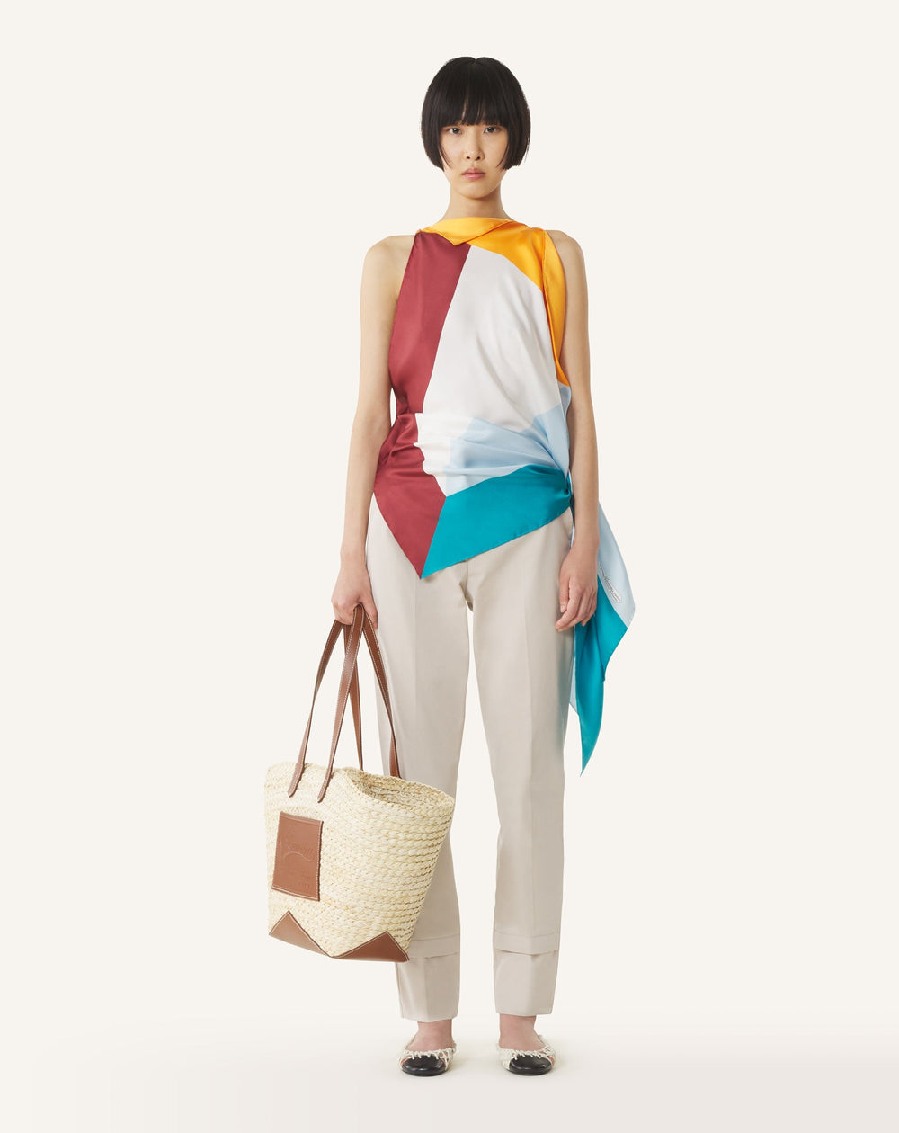 Top À Motif Graphique En Soie White | Lanvin Women
