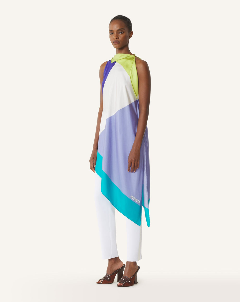 Top À Motif Graphique En Soie Blue | Lanvin Women