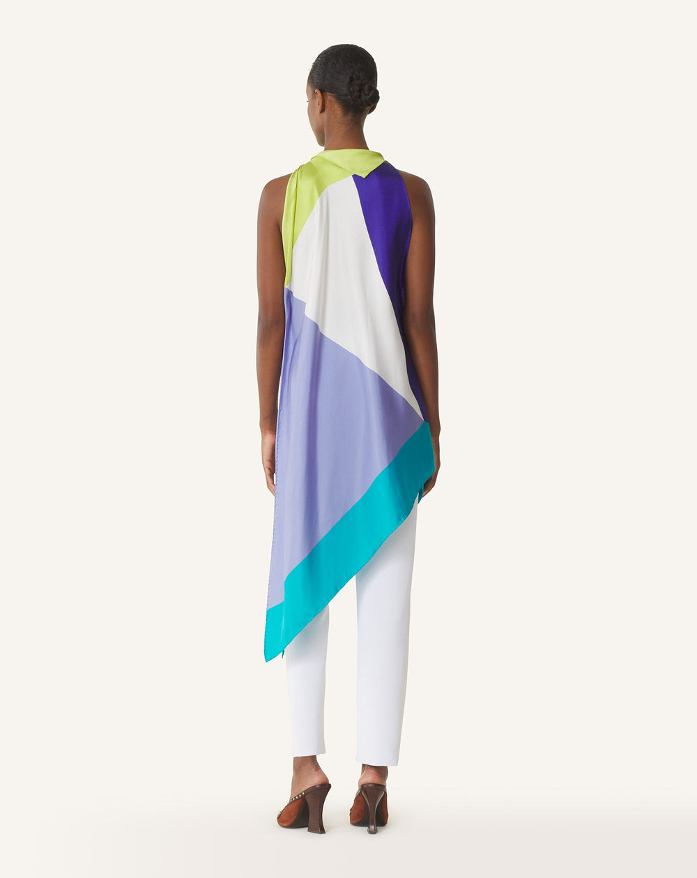 Top À Motif Graphique En Soie Blue | Lanvin Women