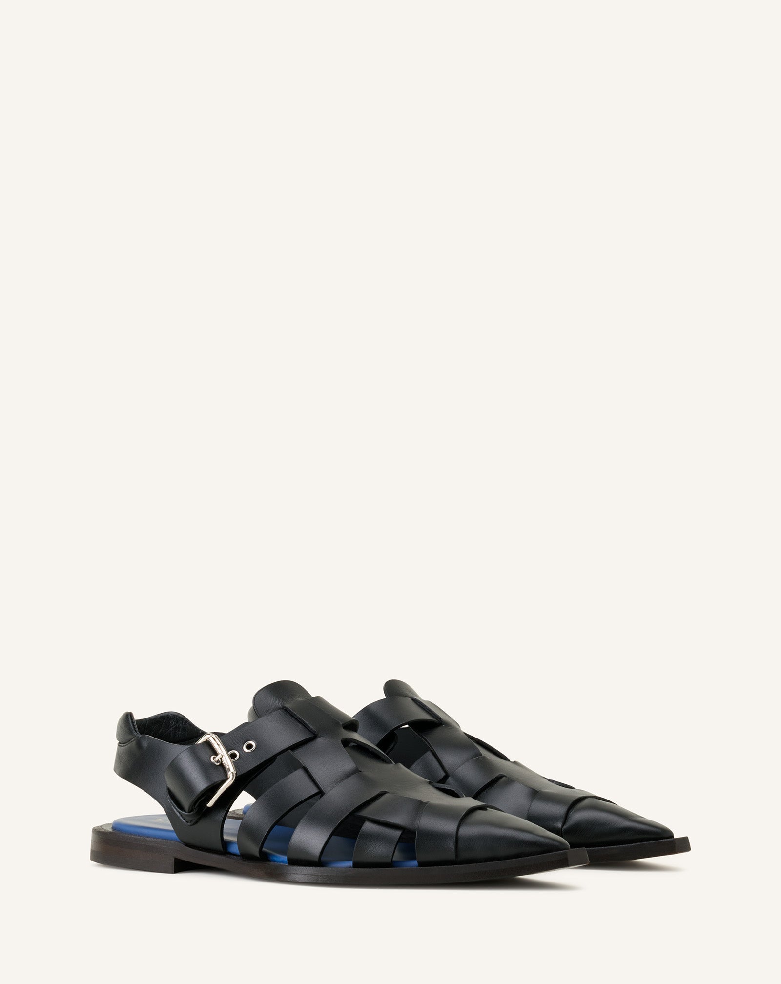 Sandale À Bout Pointu En Cuir Black | Lanvin Men