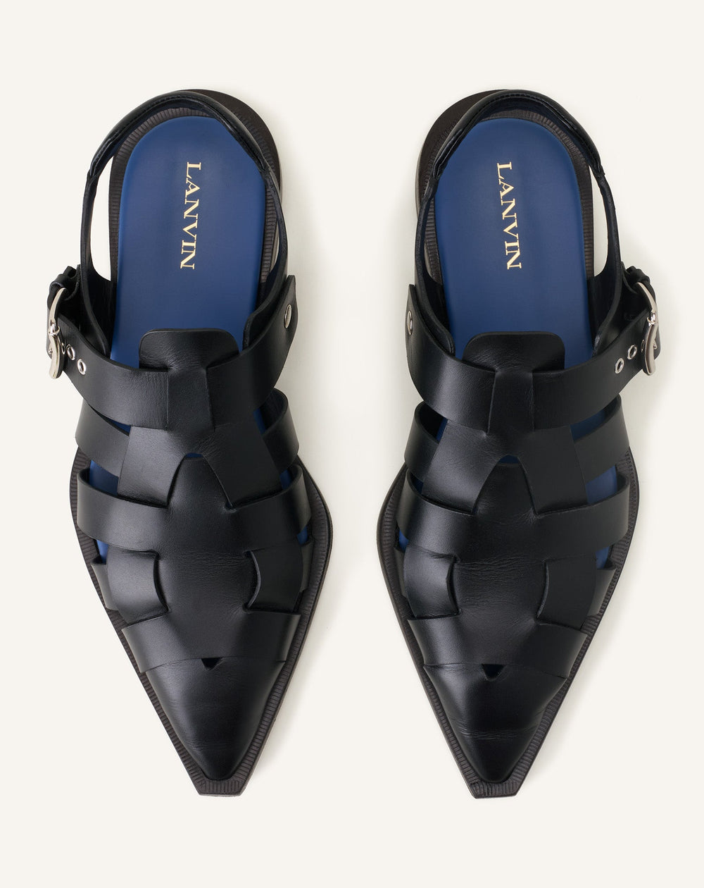 Sandale À Bout Pointu En Cuir Black | Lanvin Men