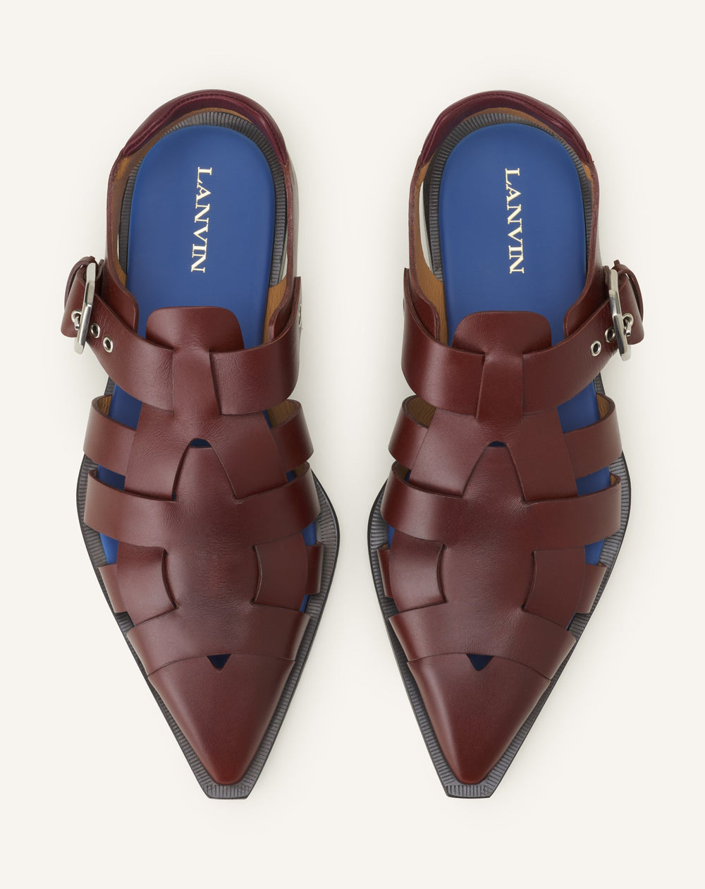 Sandale À Bout Pointu En Cuir Brown | Lanvin Men