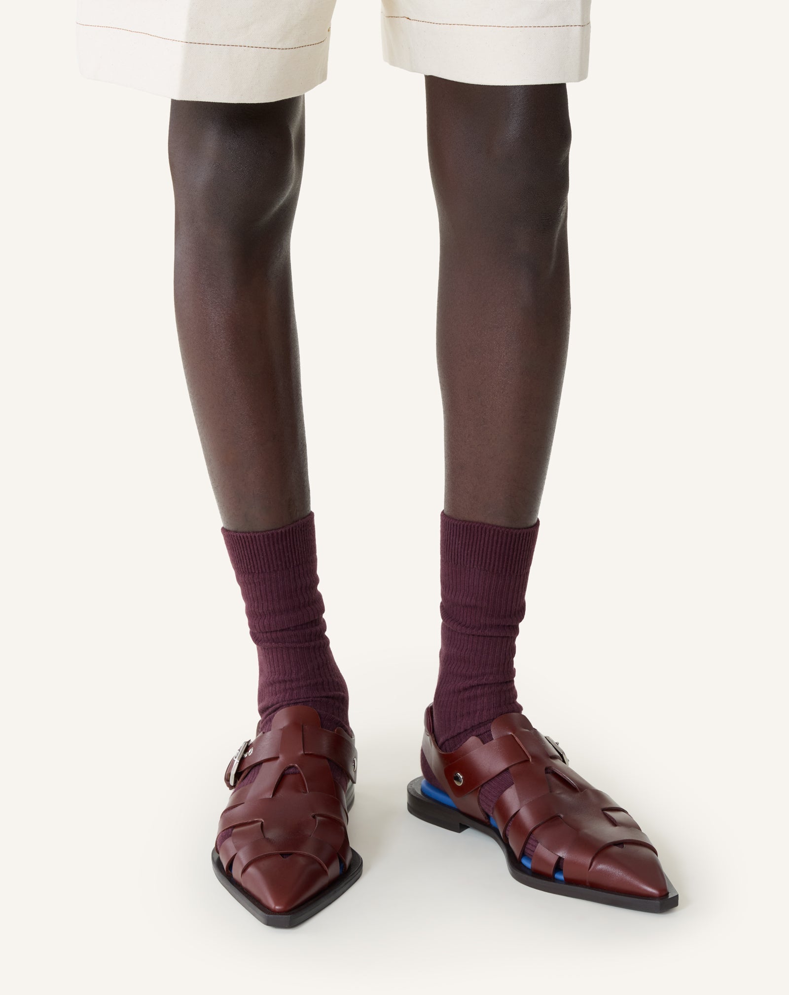 Sandale À Bout Pointu En Cuir Brown | Lanvin Men
