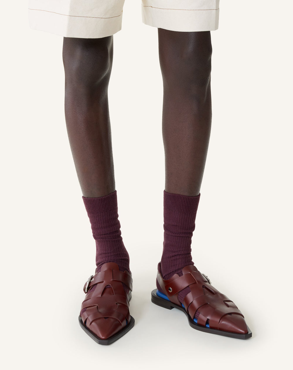 Sandale À Bout Pointu En Cuir Brown | Lanvin Men