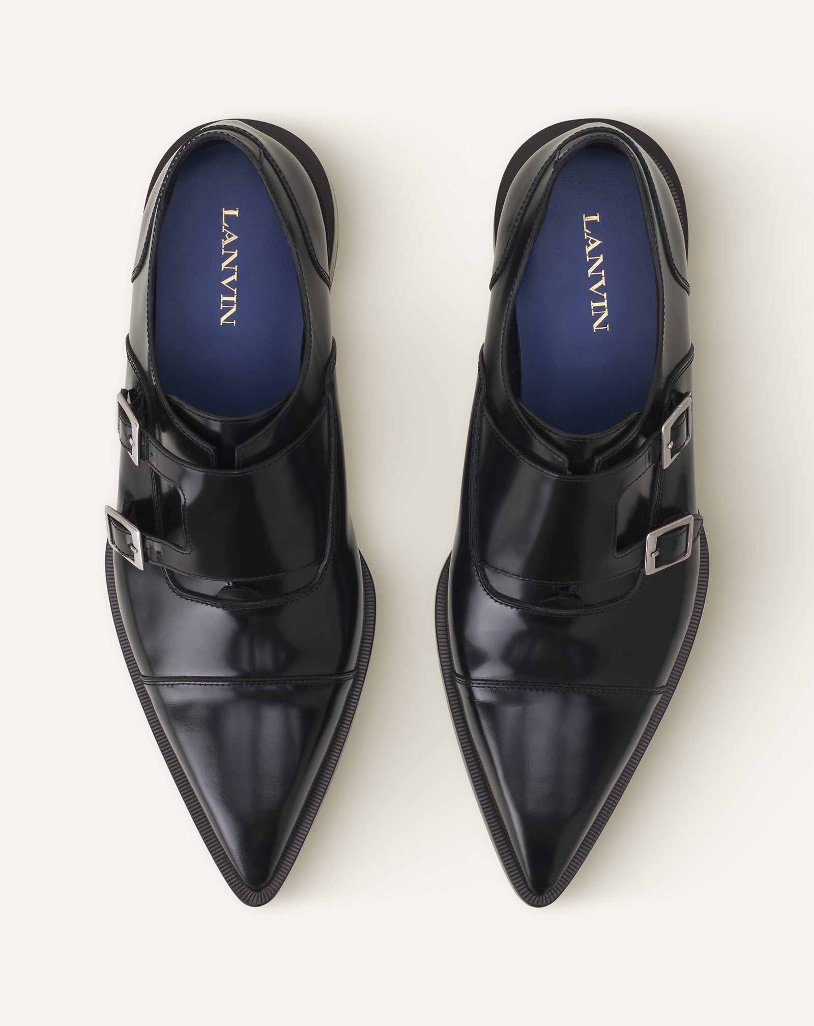 Black Monk Shoes In Glossy Leather | Lanvin Men