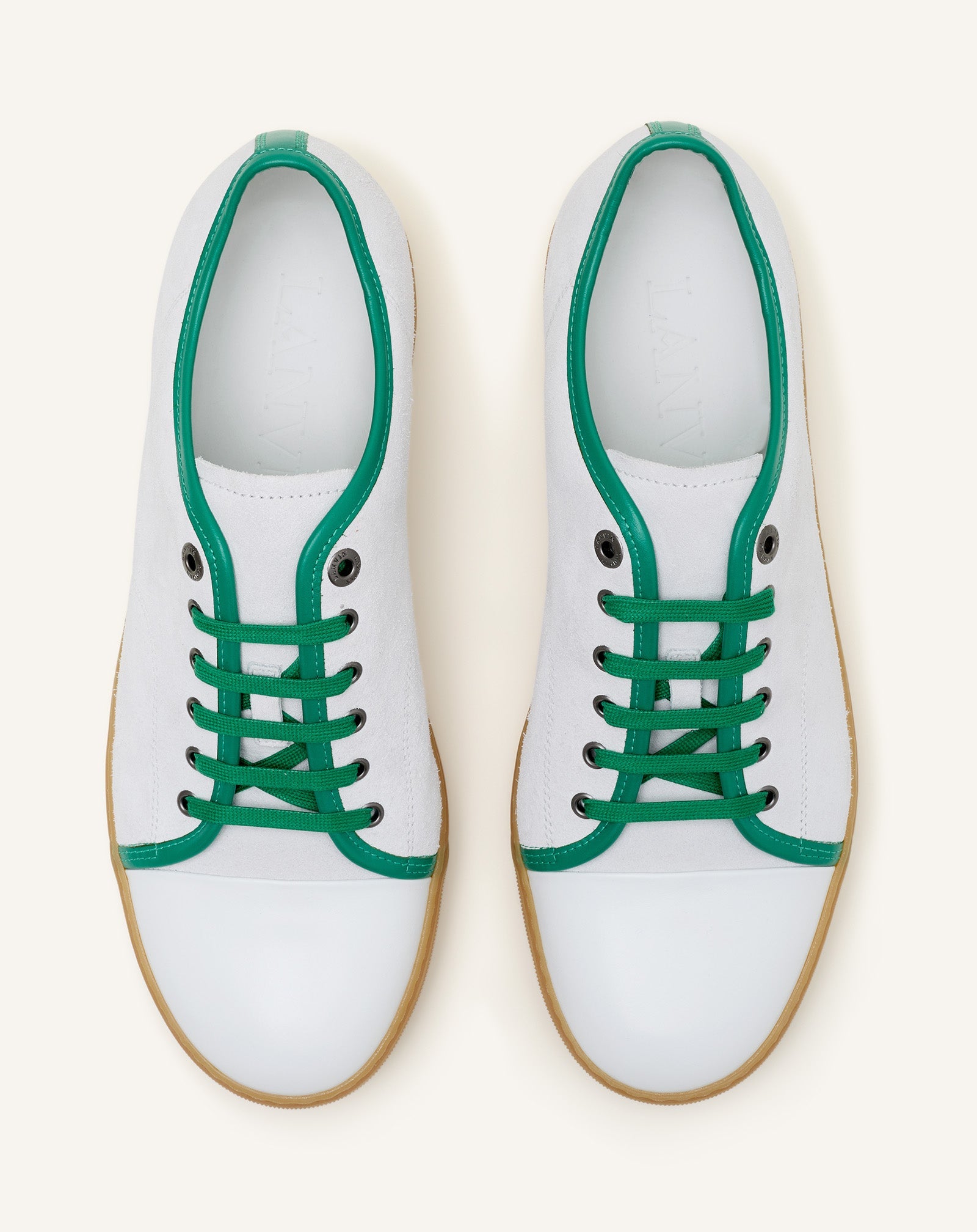 White Dbb1 Leather And Suede Sneakers | Lanvin Men
