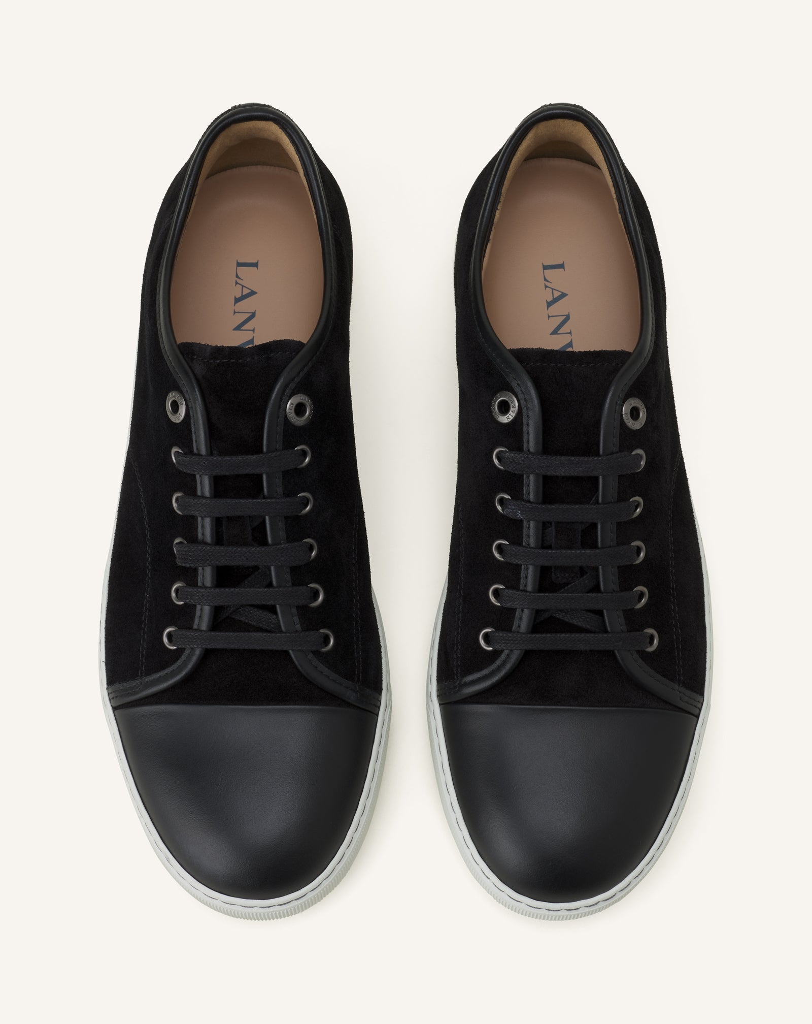 Black Dbb1 Leather And Suede Sneakers | Lanvin Men