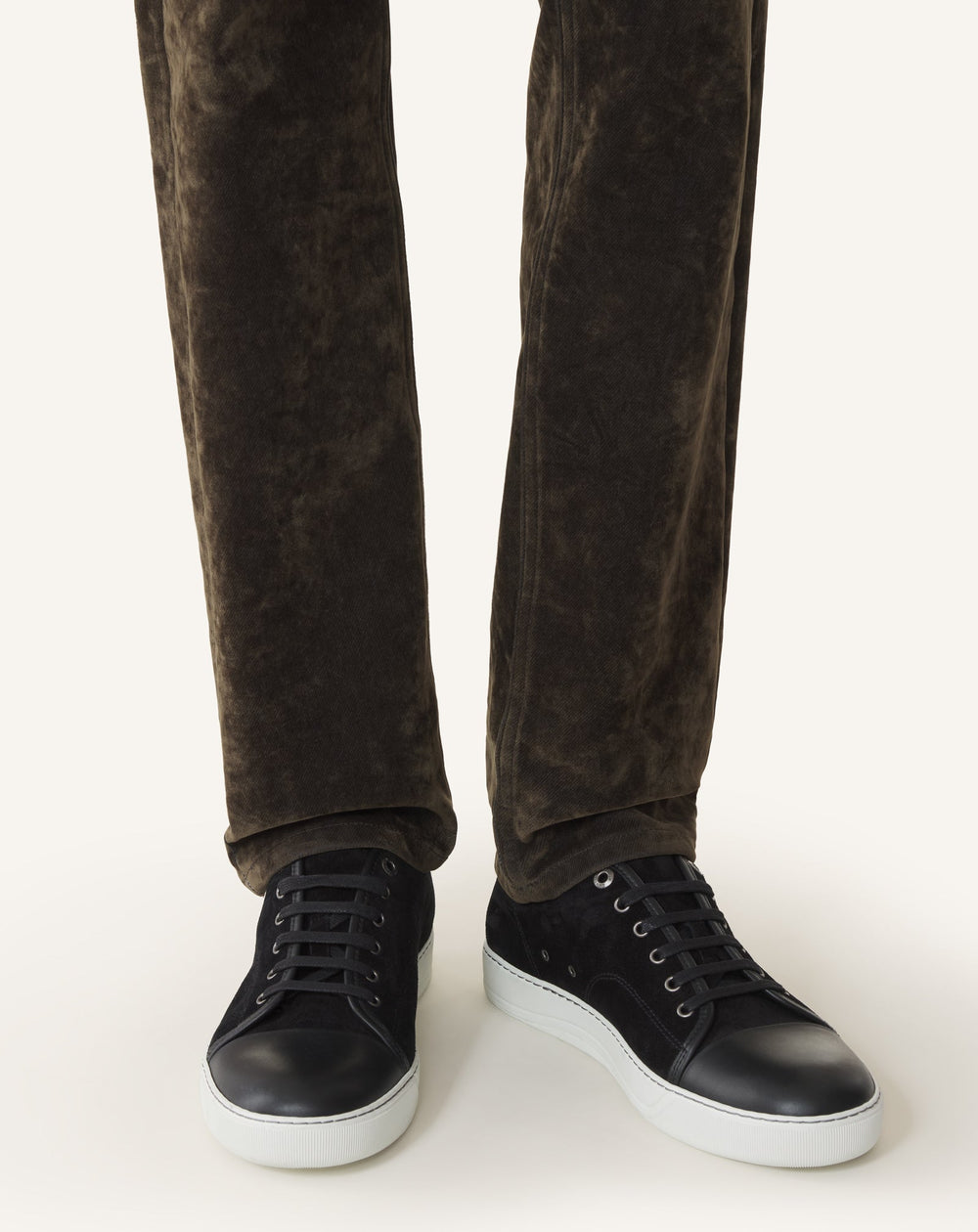 Black Dbb1 Leather And Suede Sneakers | Lanvin Men