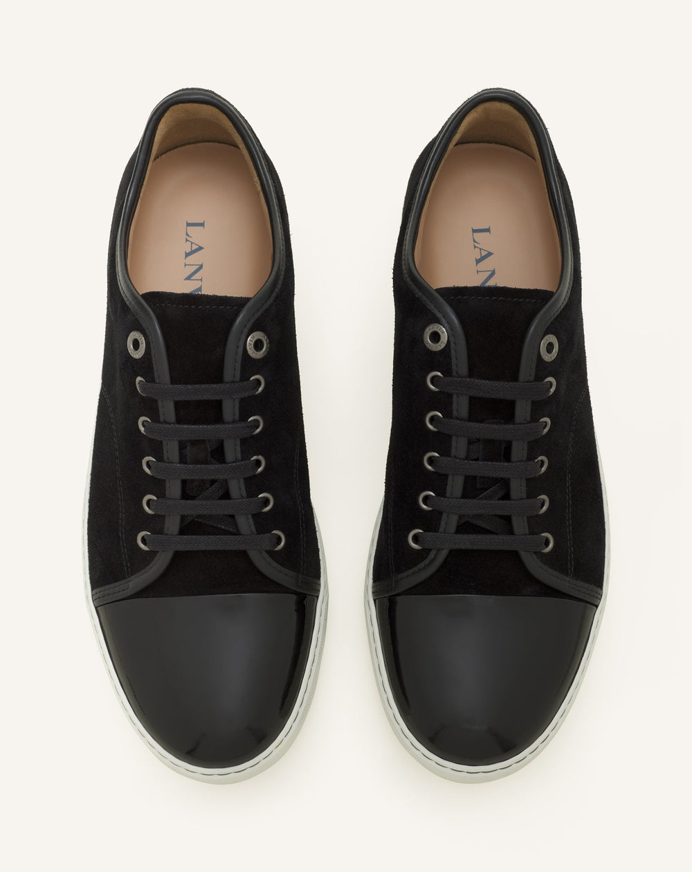 Black Dbb1 Sneakers In Suede And Patent Leather | Lanvin Men