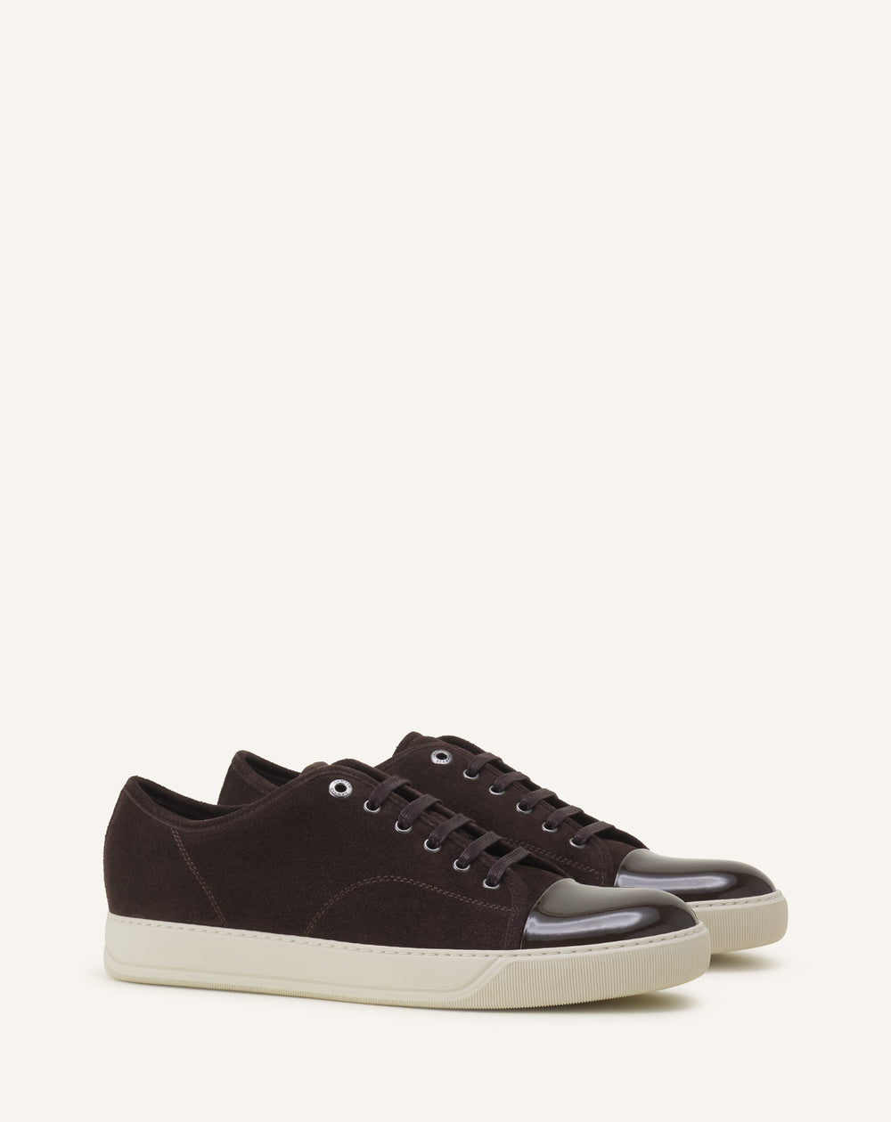 Brown Dbb1 Sneakers In Suede And Patent Leather | Lanvin Men