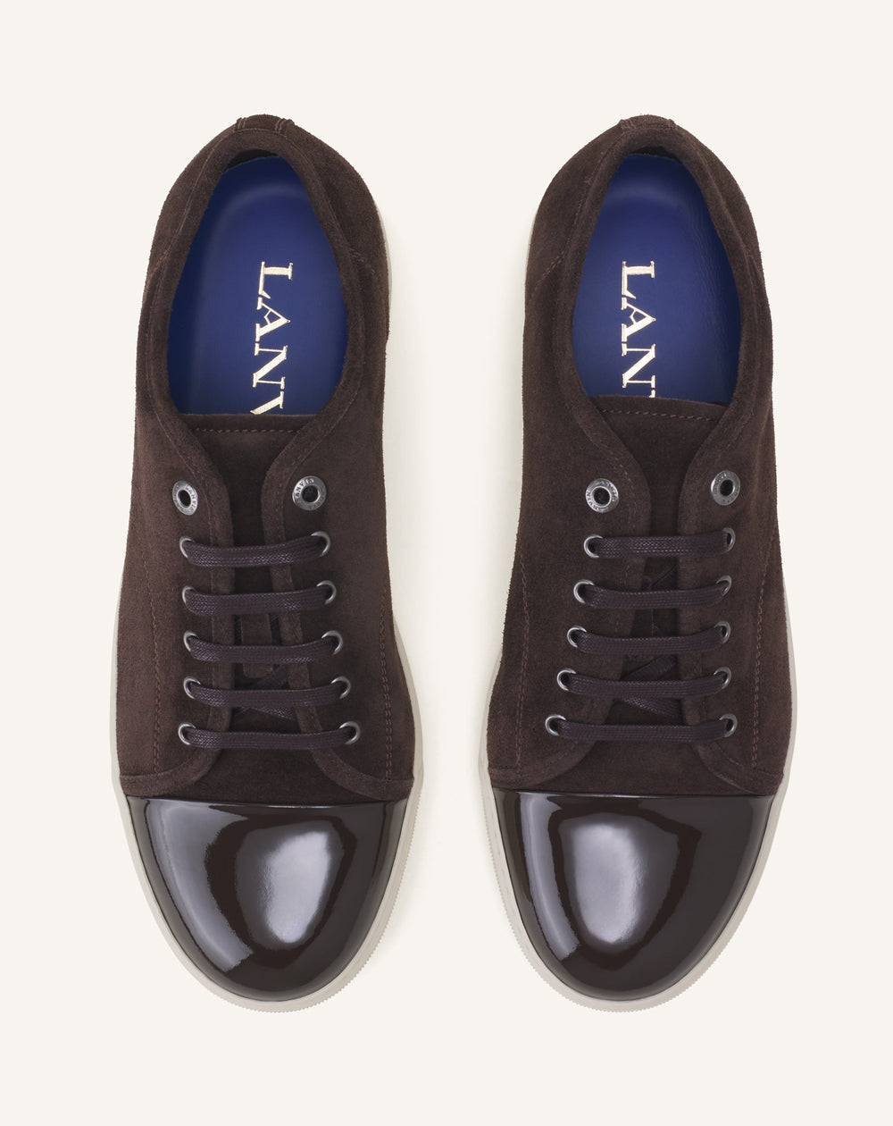 Brown Dbb1 Sneakers In Suede And Patent Leather | Lanvin Men