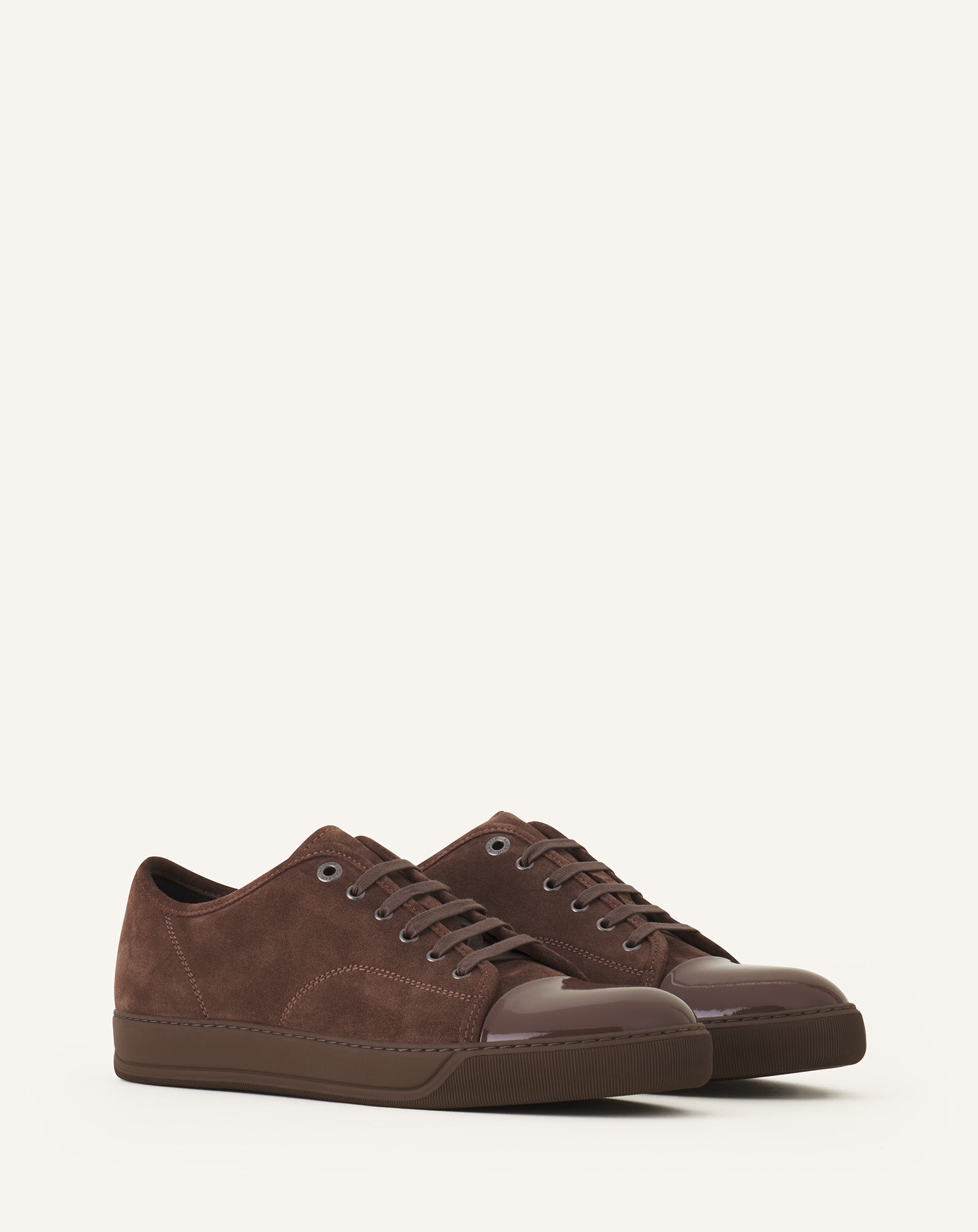 Brown Dbb1 Sneakers In Suede And Patent Leather | Lanvin Men