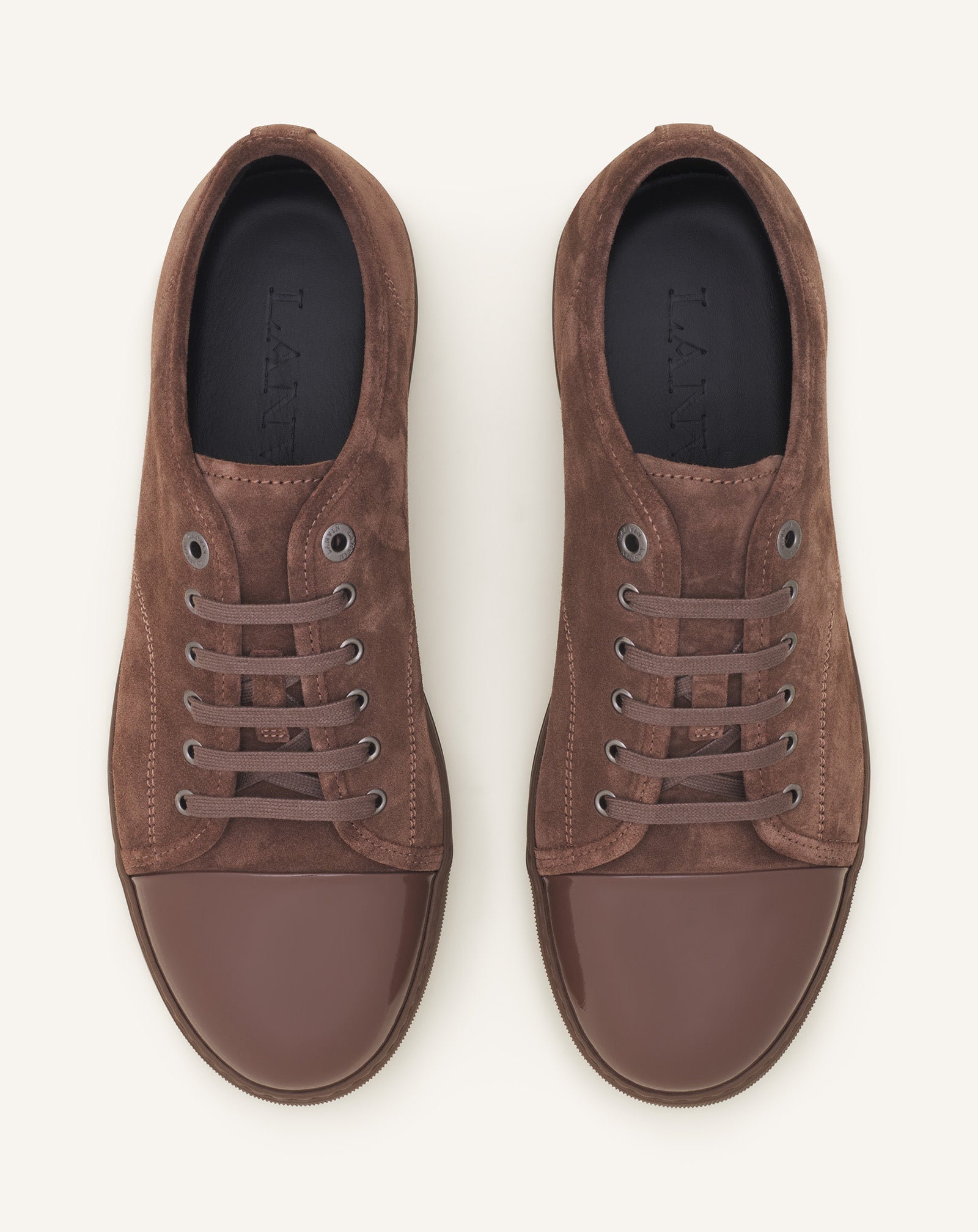 Brown Dbb1 Sneakers In Suede And Patent Leather | Lanvin Men