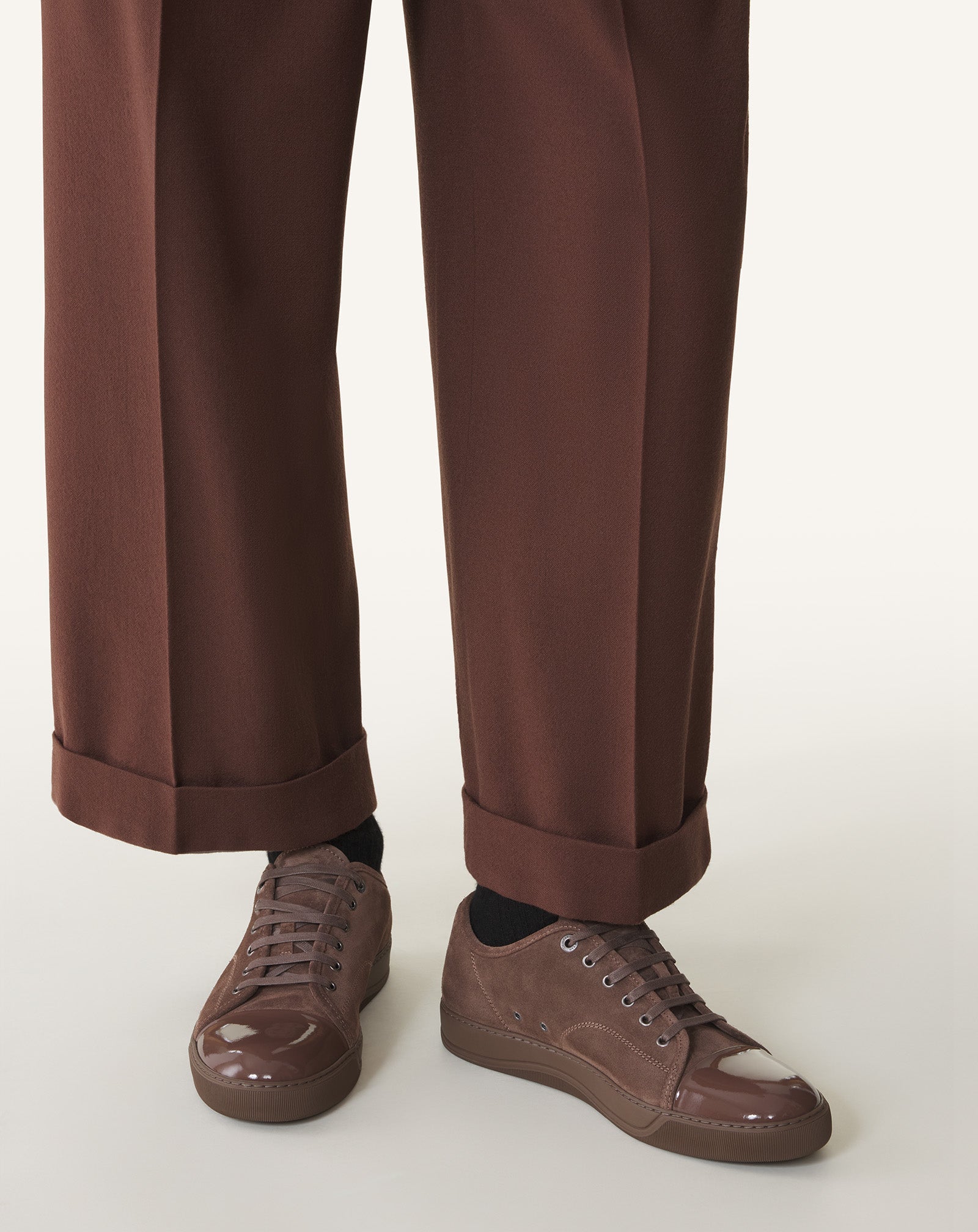 Brown Dbb1 Sneakers In Suede And Patent Leather | Lanvin Men