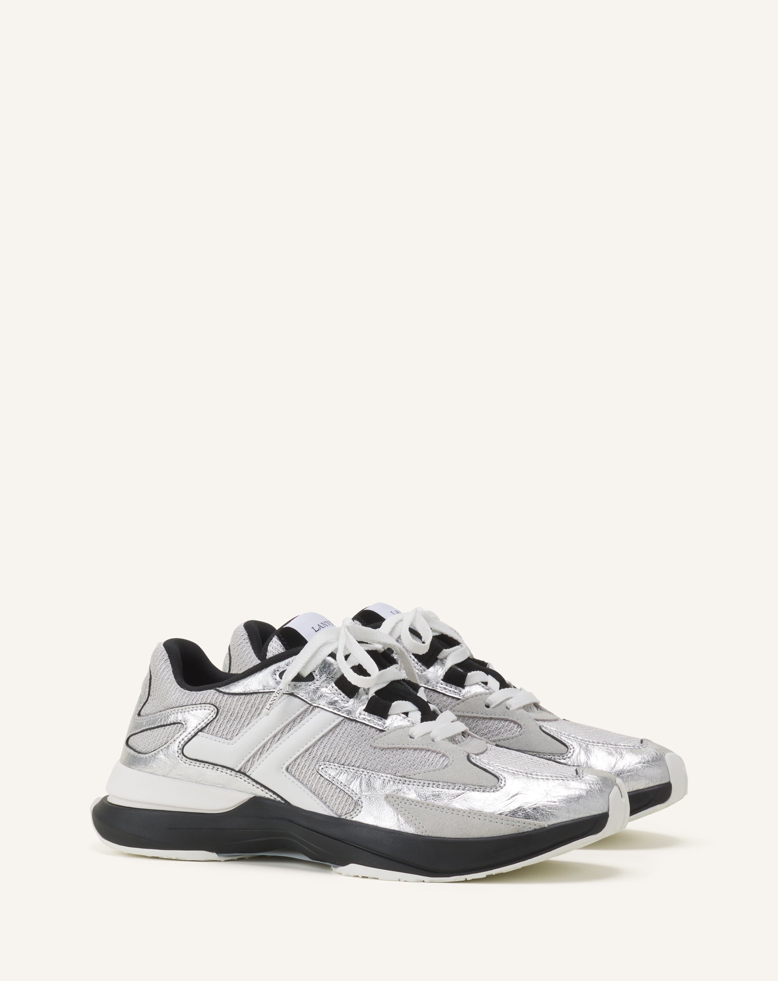 Sneakers Jla En Cuir Metallise Froisses Silver | Lanvin Women