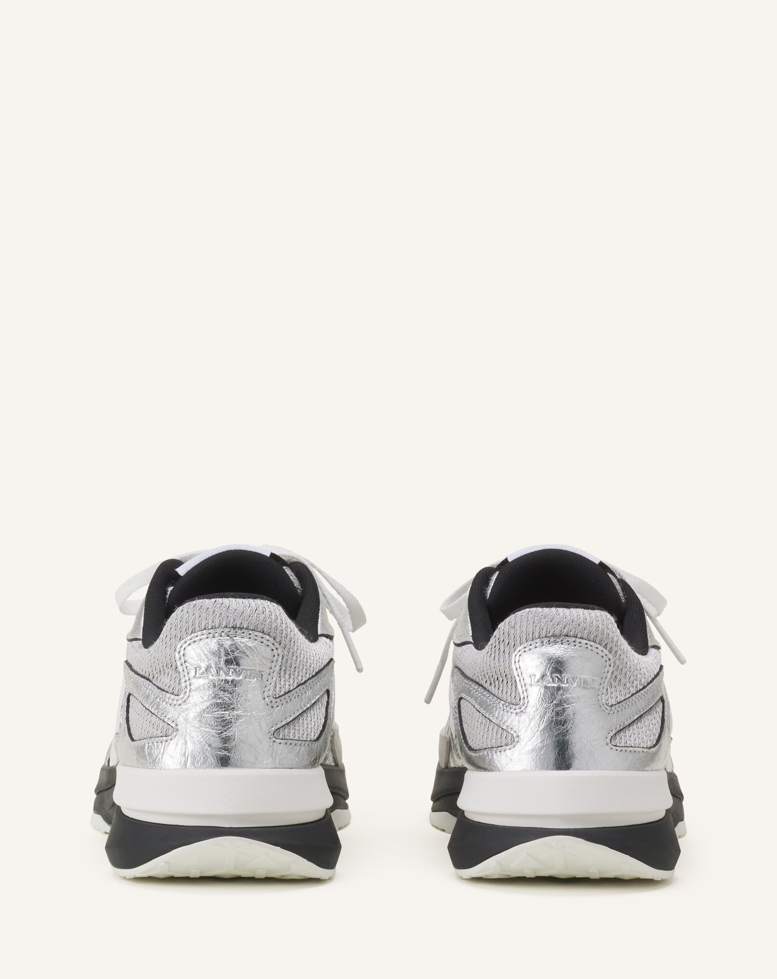 Sneakers Jla En Cuir Metallise Froisses Silver | Lanvin Women