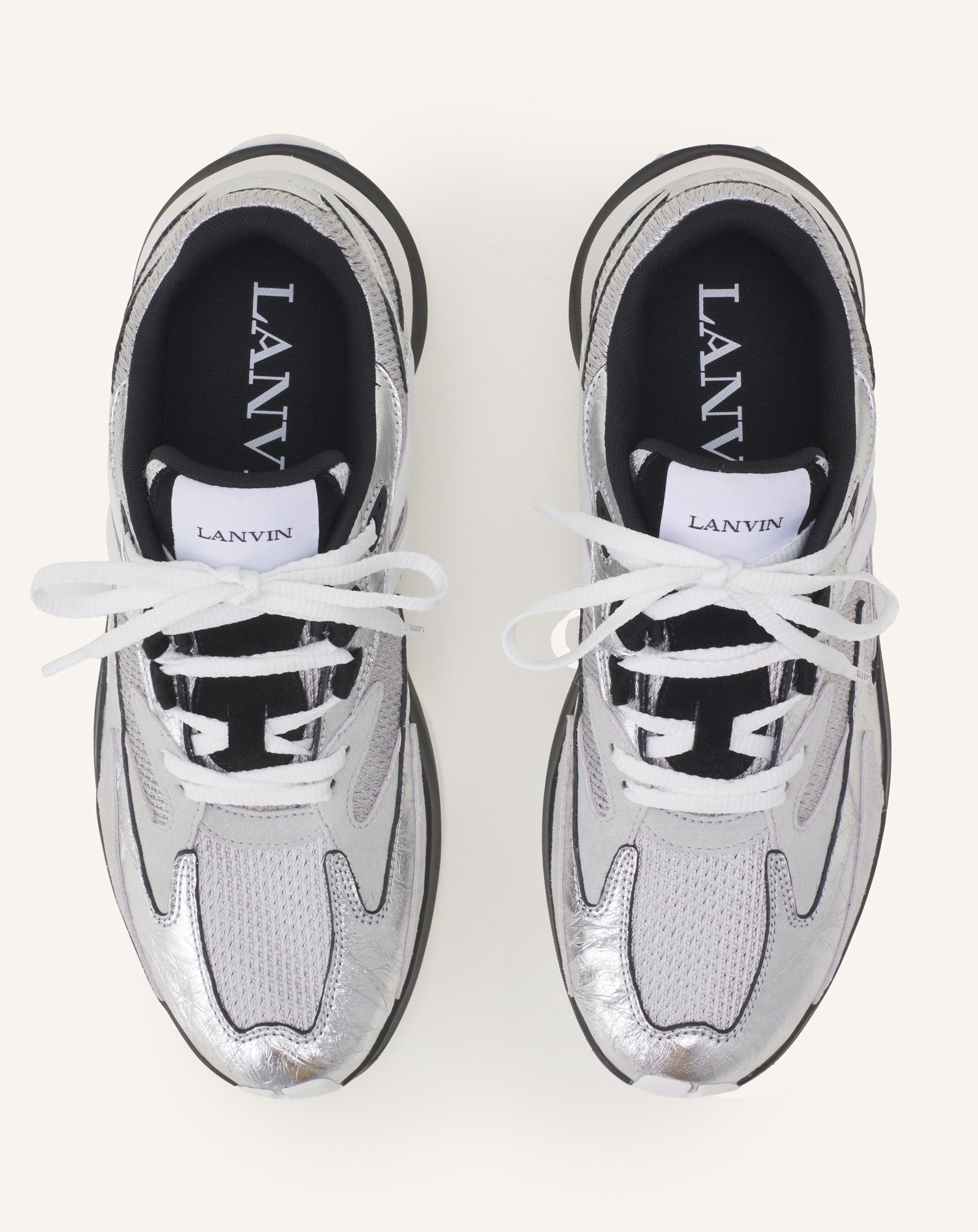 Sneakers Jla En Cuir Metallise Froisses Silver | Lanvin Women