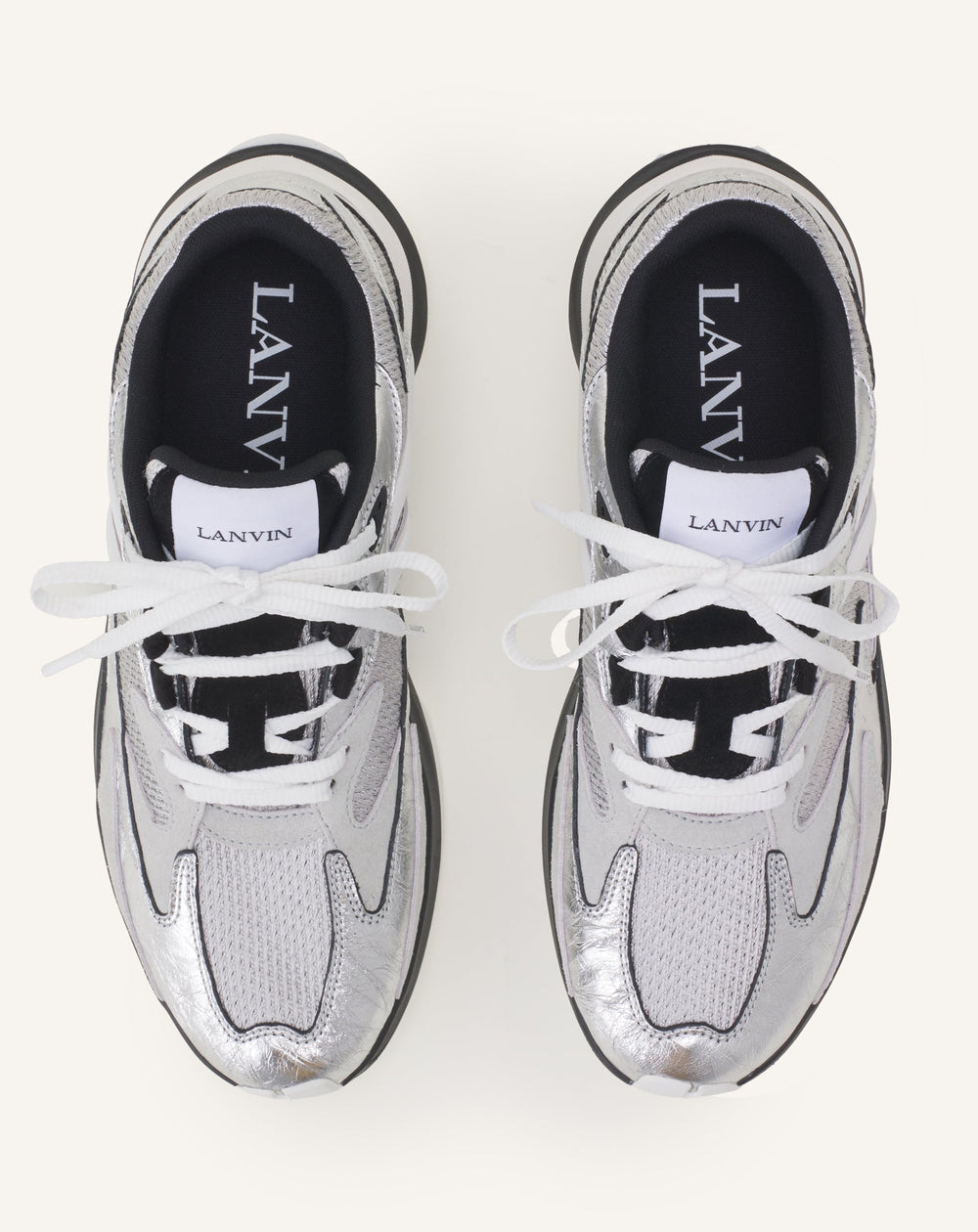 Sneakers Jla En Cuir Metallise Froisses Silver | Lanvin Women
