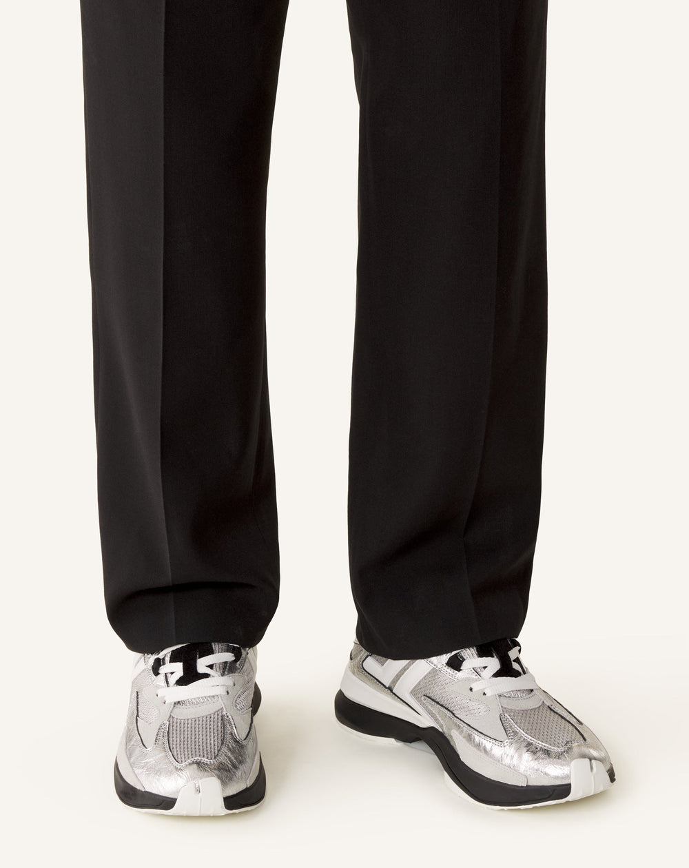 Sneakers Jla En Cuir Metallise Froisses Silver | Lanvin Women