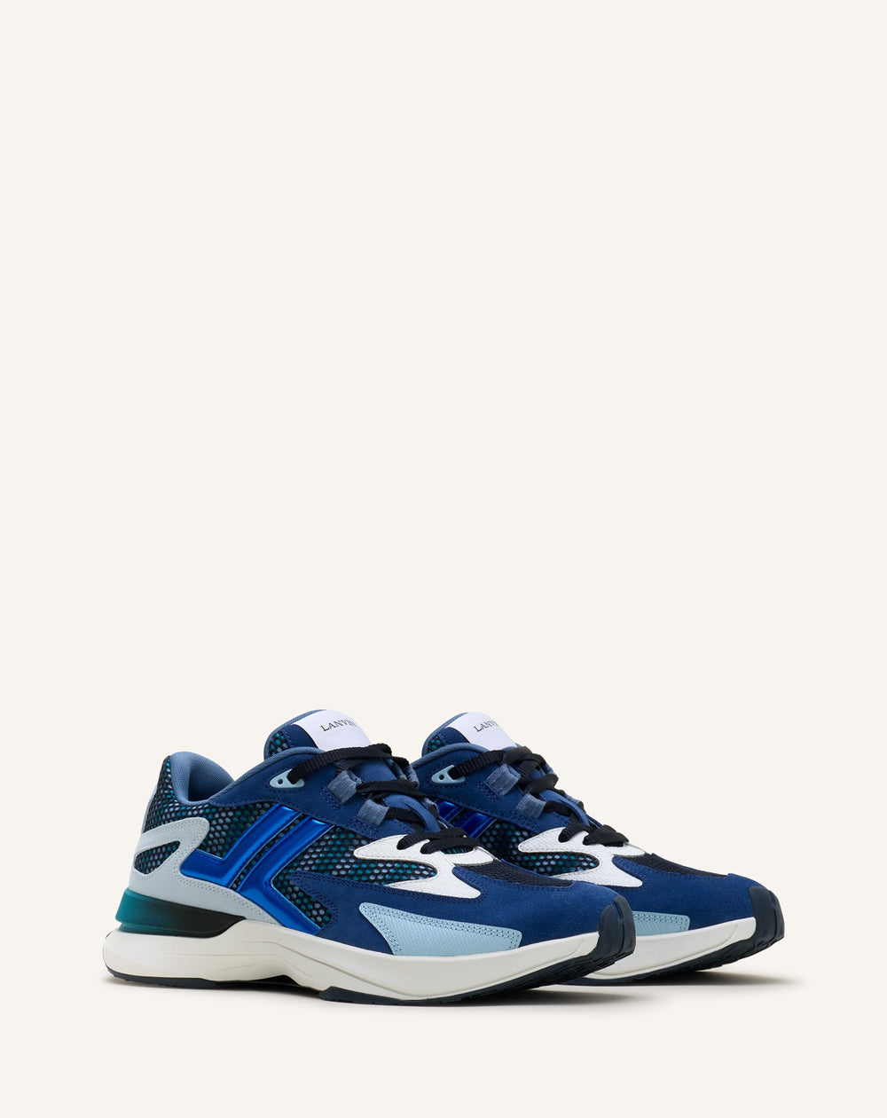 Sneakers Jla En Mesh Et Cuir Métallisé Blue | Lanvin Women