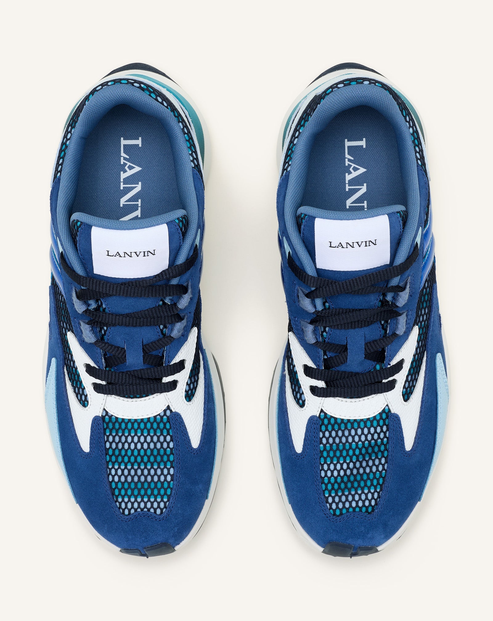 Sneakers Jla En Mesh Et Cuir Métallisé Blue | Lanvin Women
