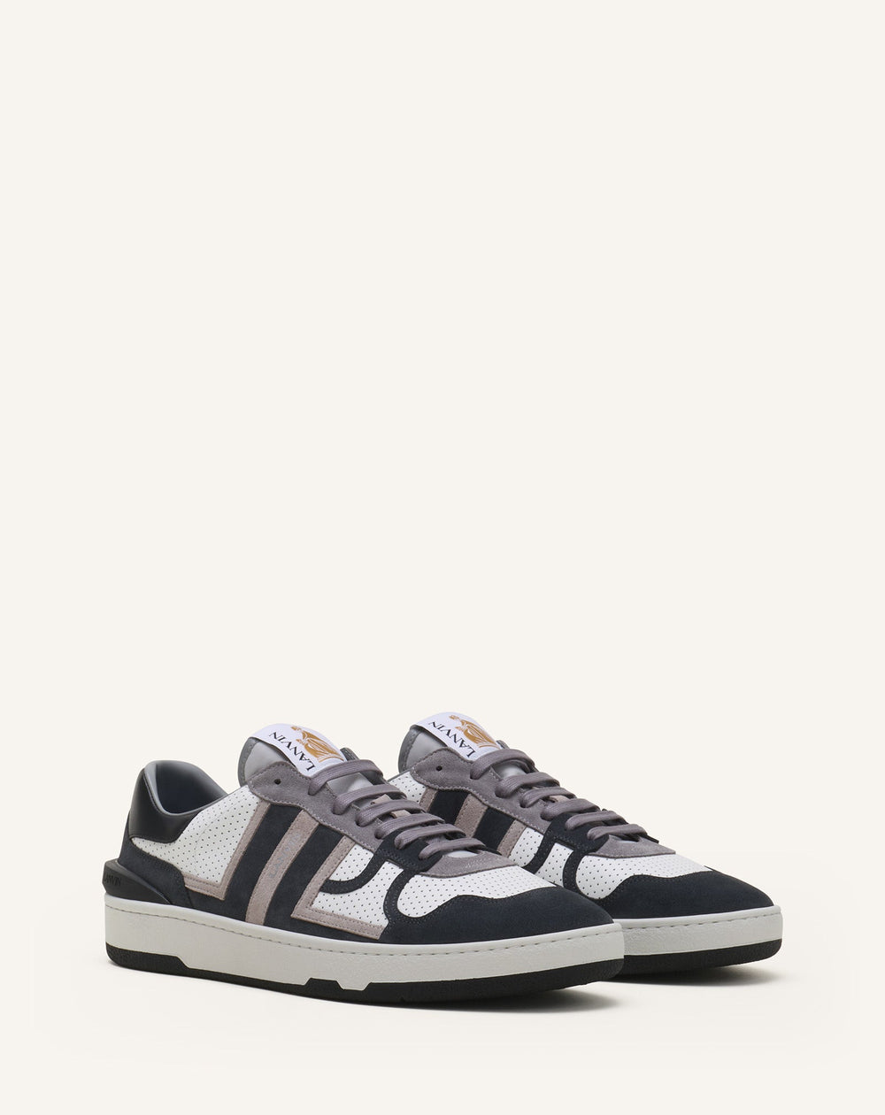 Sneakers Clay En Cuir Perforé Et Suède Black | Lanvin Women