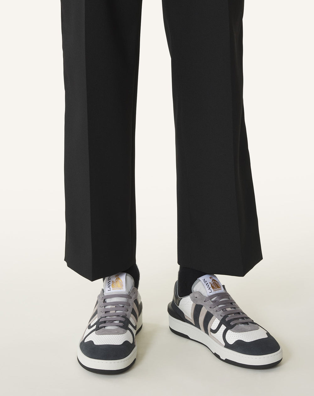 Sneakers Clay En Cuir Perforé Et Suède Black | Lanvin Women