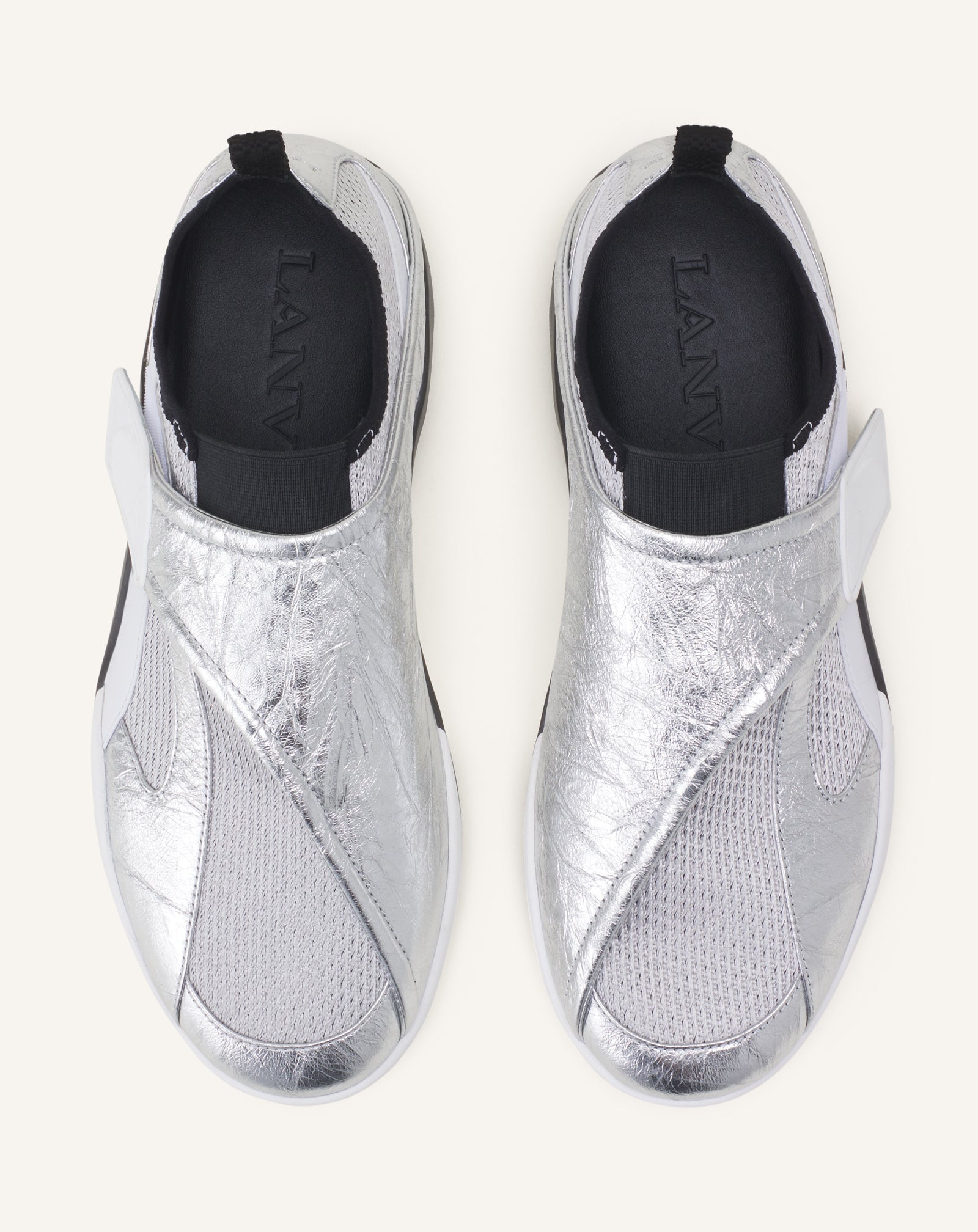 Sneaker Lnv1 En Cuir Metallise Froisse Black | Lanvin Women