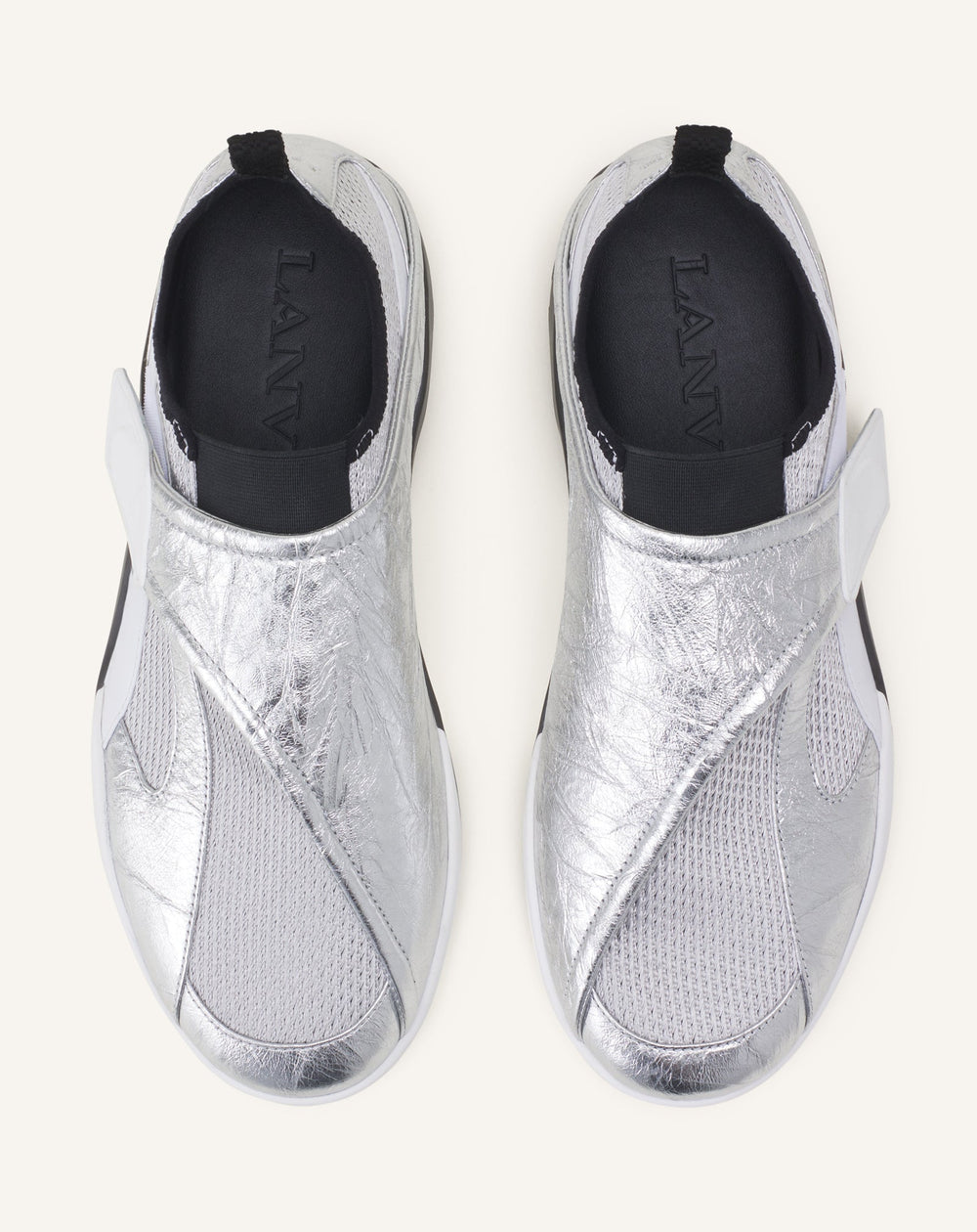 Sneaker Lnv1 En Cuir Metallise Froisse Black | Lanvin Women