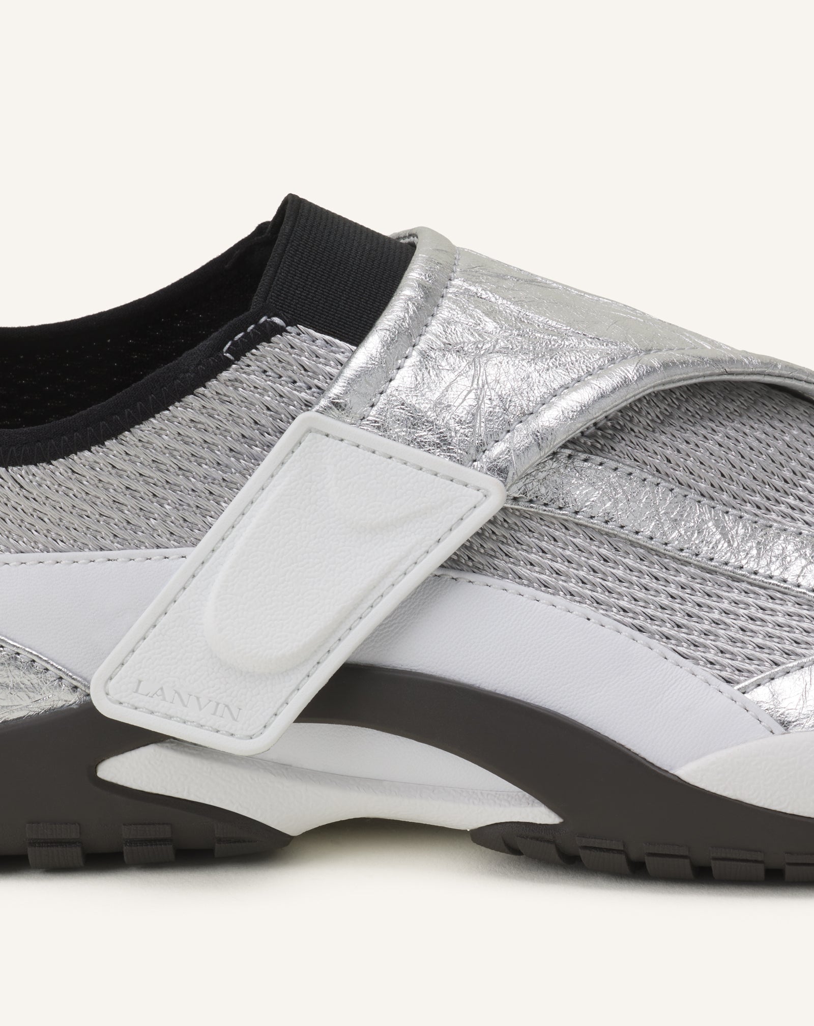 Sneaker Lnv1 En Cuir Metallise Froisse Black | Lanvin Women