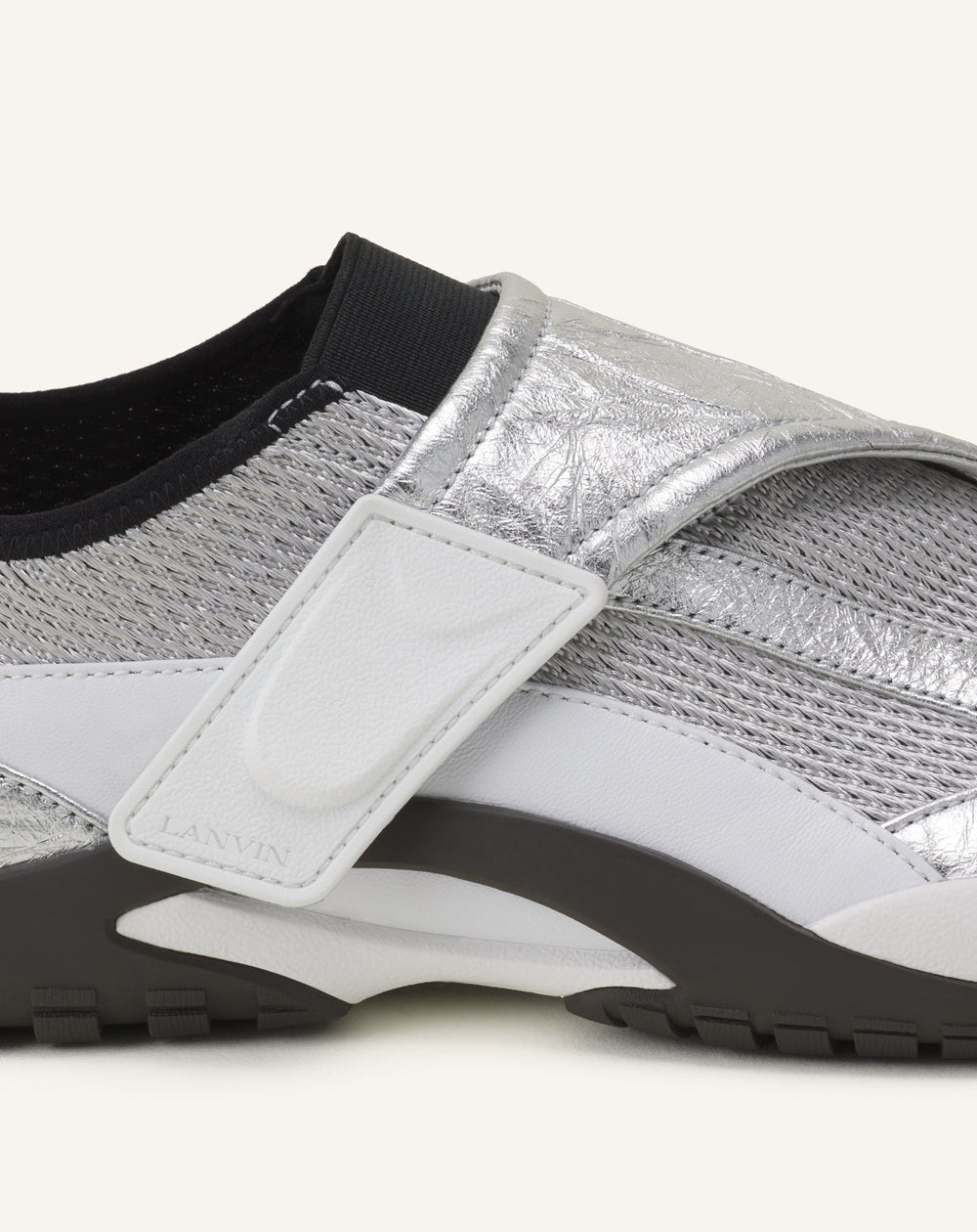 Sneaker Lnv1 En Cuir Metallise Froisse Black | Lanvin Women