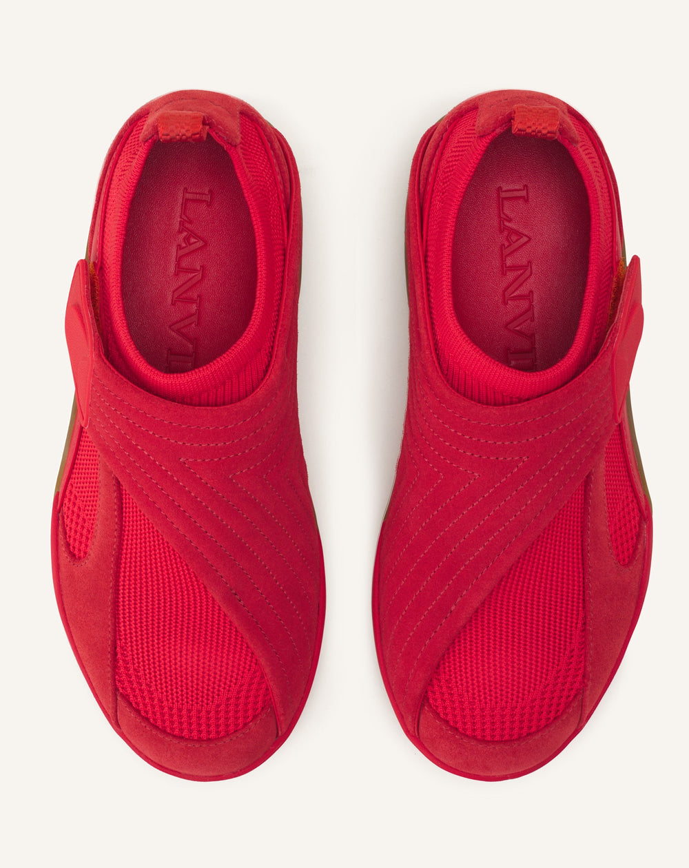 Sneaker Lnv1 En Suede Tricote Red | Lanvin Women