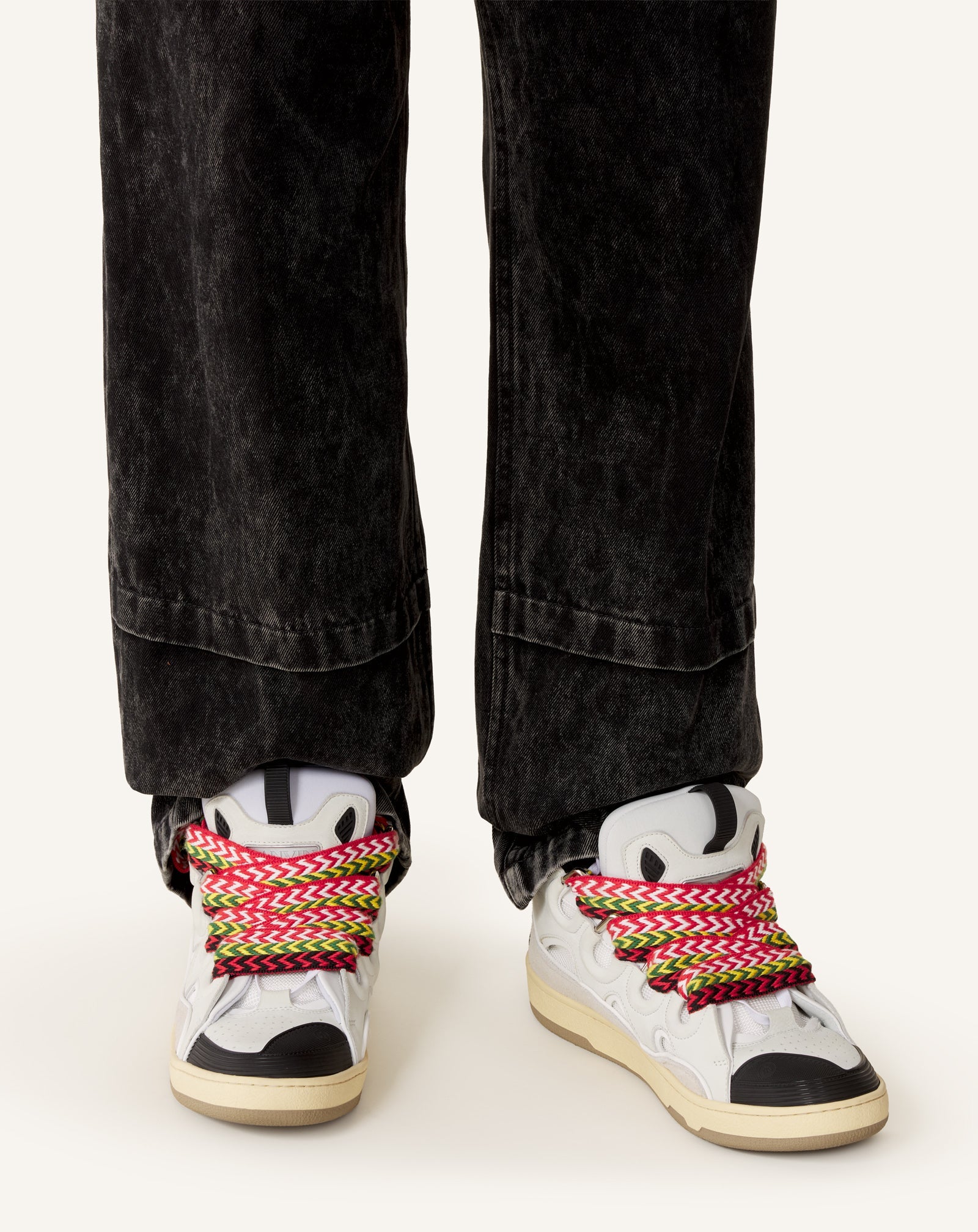 White Leather Curb Sneakers | Lanvin Women