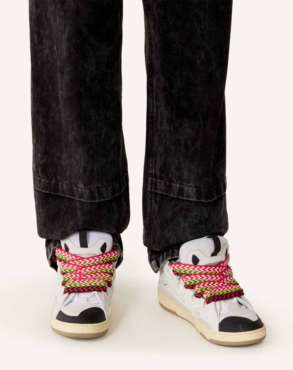 White Leather Curb Sneakers | Lanvin Women