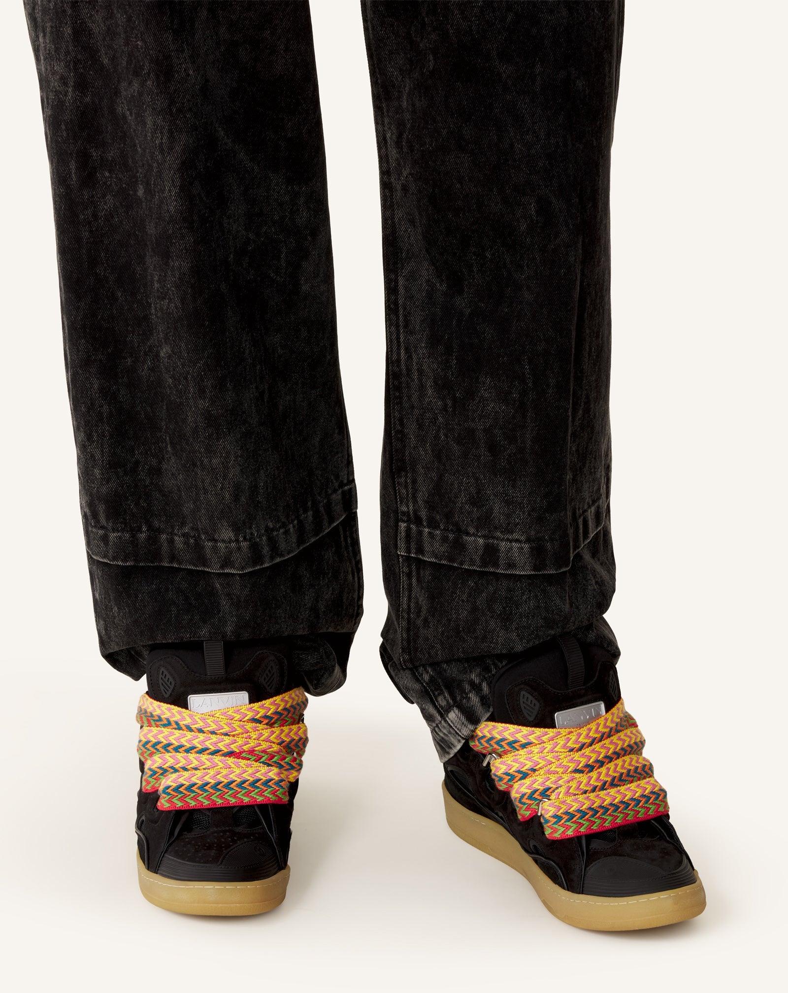 Black Leather Curb Sneakers | Lanvin Women