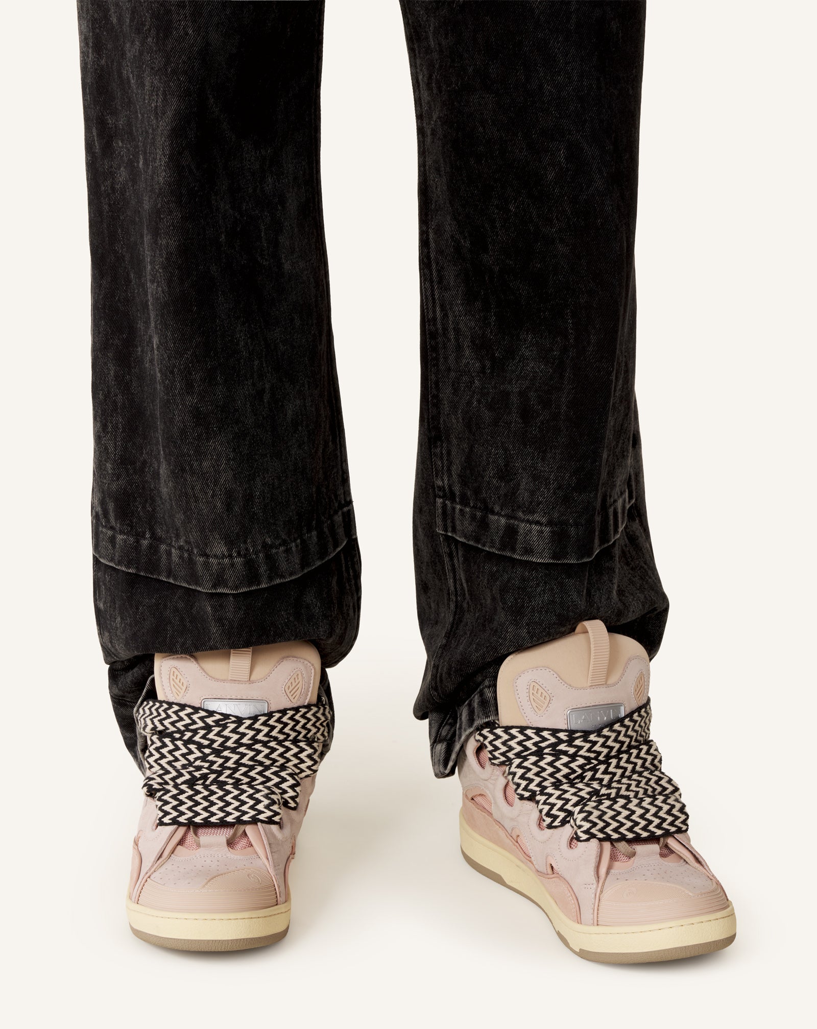 Pink Leather Curb Sneakers | Lanvin Women