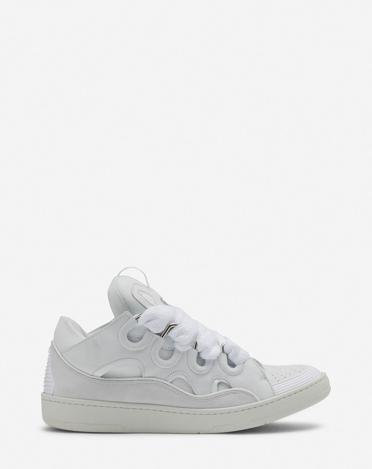 White Leather Curb Sneakers | Lanvin Women